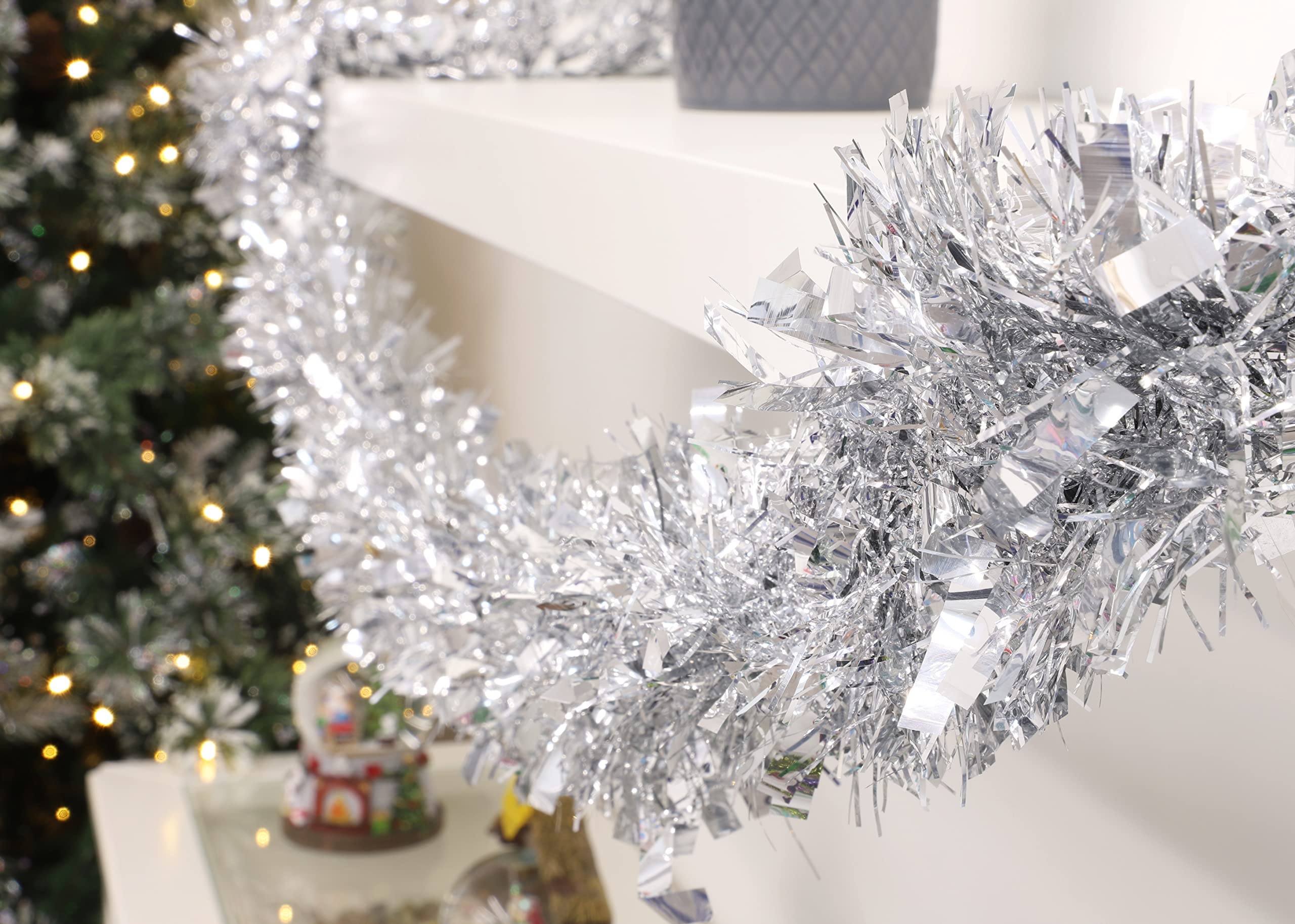 Christmas Concepts® 4m Metre Chunky/Fine Christmas Tinsel - Christmas Decoration Tinsel (Silver)