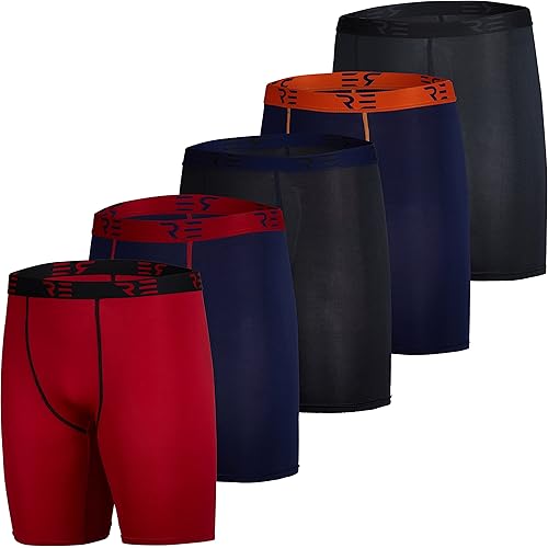 Real Essentials 5 Pack: Men’s Compression Shorts - Quick Dry Performance Active Underwear