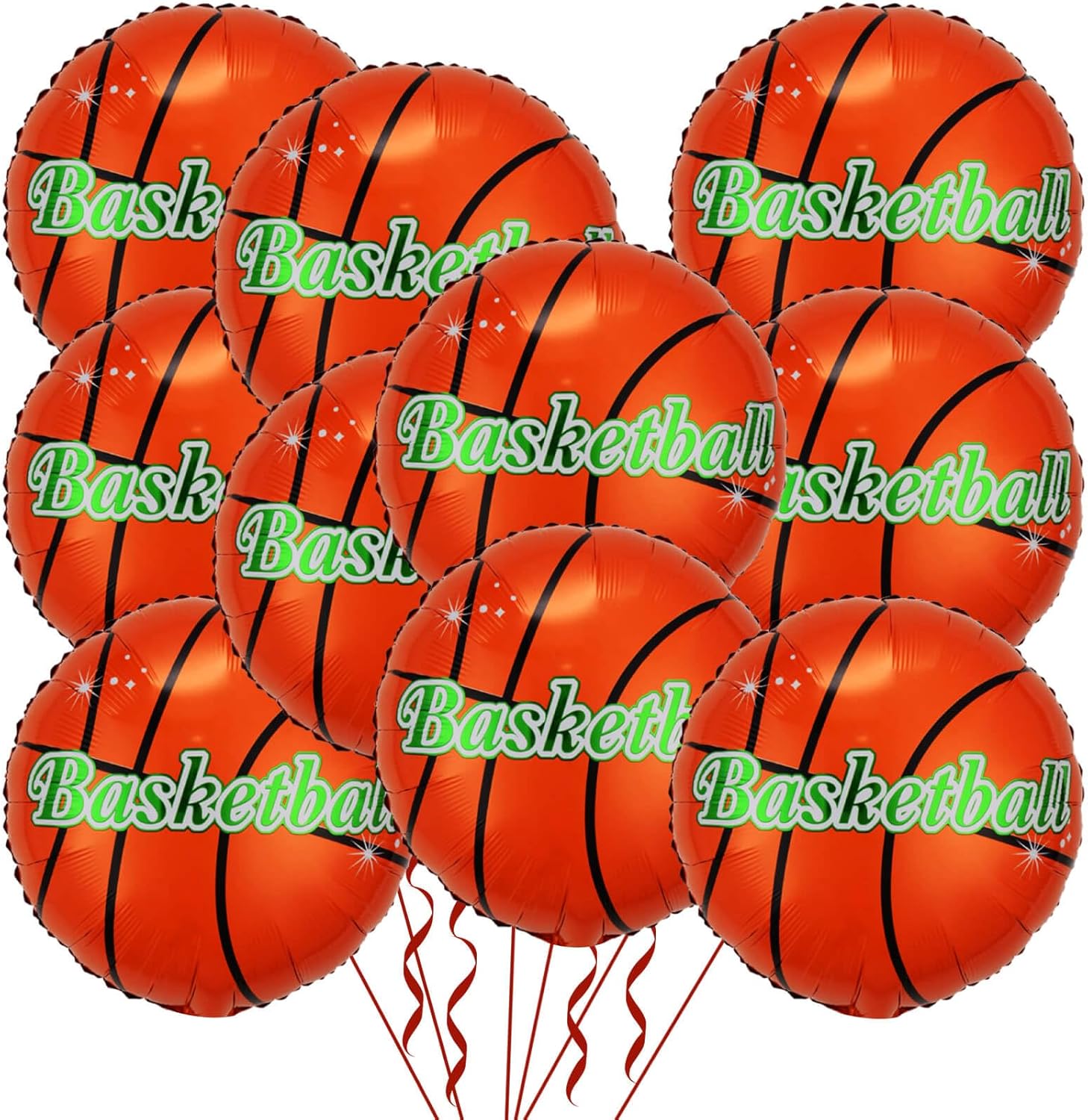 18 Inch Basketball Balloons 10 pack Helium Basketball Mylar
