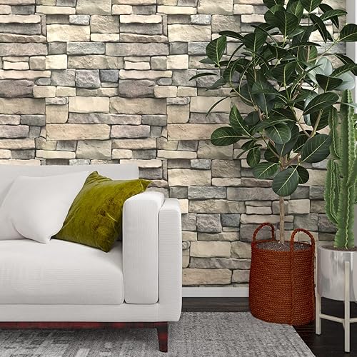 Miniatura 4 de VIOPVERY Papel adhesivo de ladrillo marrón, papel tapiz de ladrillo de 17.7 x 78.7 pulgadas, papel de pared para despegar y pegar, impermeable,