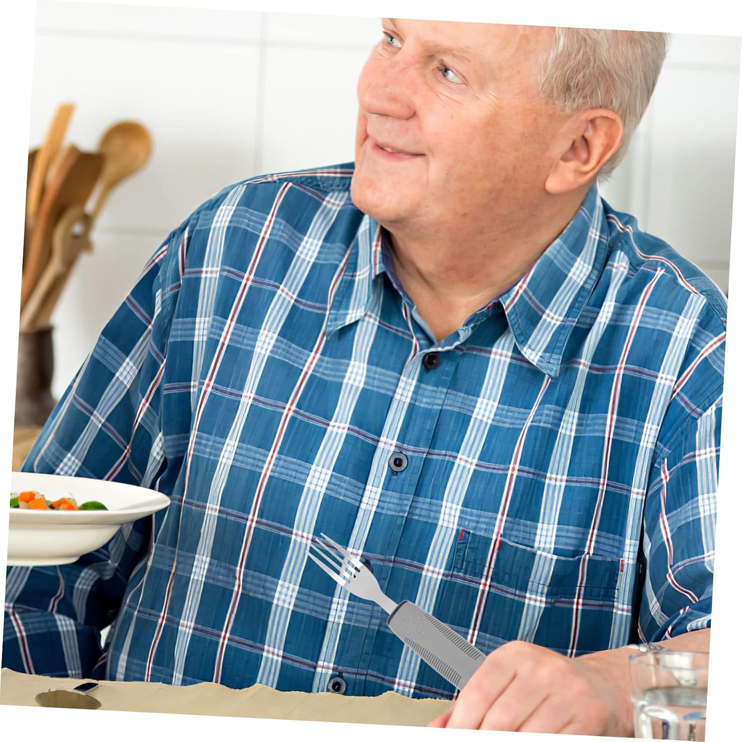 FOMIYES 1Set Adaptive Utensils for Seniors Non Slip Lightweight Eating Tools Shake Kit for Elderly Safe Easy to Grasp Tableware for Hand