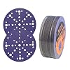 6 Inch 49 Hole Sanding Disc 320 grit Sandpaper Hook and Loop Backing Sanding Discs Sandpaper for Random Orbital 50 Pack Banmo abrasive Purple Sand Paper Disc (320#)