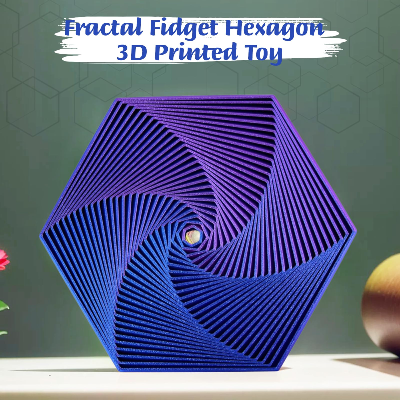 3D Printing Fractal Fidget Hexagon - Sensory Relaxation Toy for Focus - Compact Durable & Travel-Friendly - 2pc Random Colours - Image 2