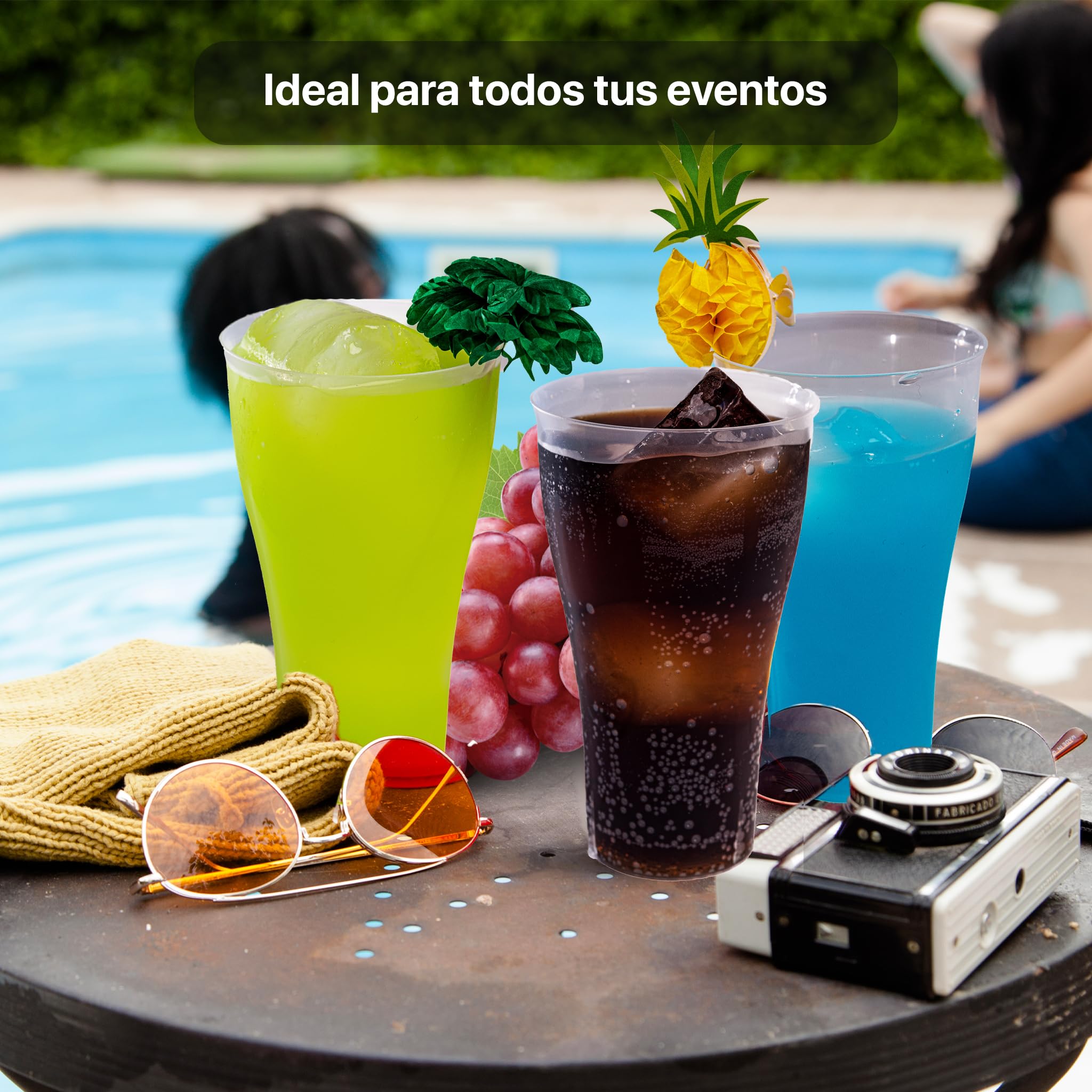 TUKA - 400 Vasos Reutilizables Premium Tipo Cocacola de 480 ML - Plástico Duro Resistente - Ecológicos - Libre de BPA - Para Fiestas, Eventos, Copas, Gin Tonic, Cubata - Vasos Grandes (400)