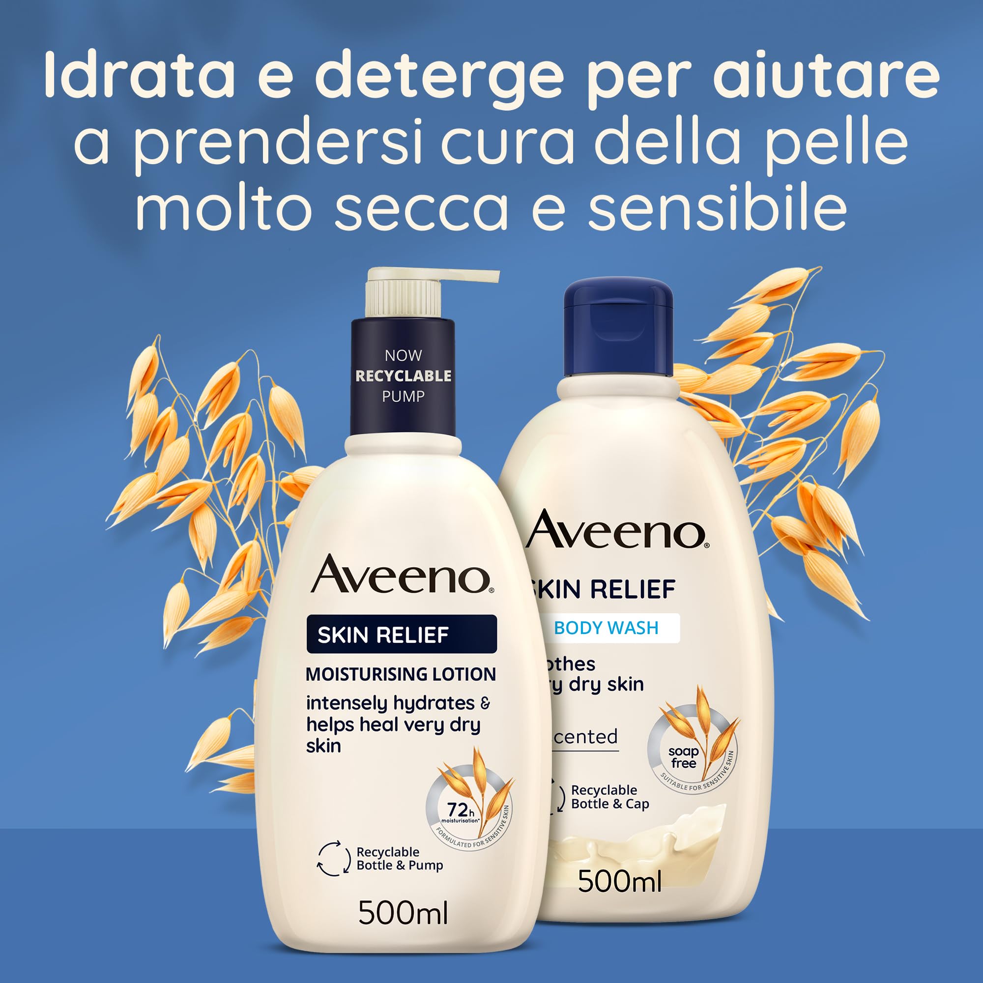 Aveeno Skin Relief Detergente Olio Bagno E Doccia, Olio doccia per pelle secca e pruriginosa, Olio detergente corpo con complesso di Avena Prebiotica, Bagnodoccia ad alta tollerabilità, 300 ml