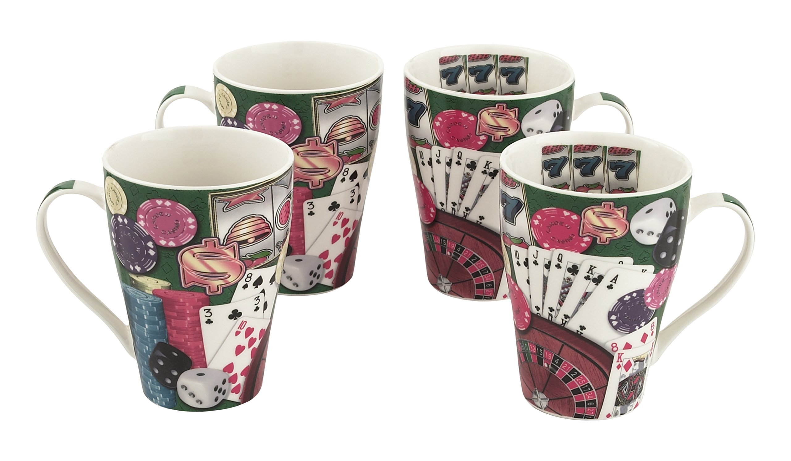Cardew Design"Jackpot" Mug (Set of 4), 15 oz, Multicolor