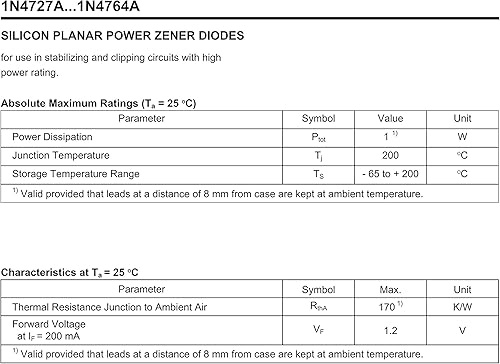 Miniatura 3 de 30 valores x 20 piezas 1W kit de diodo Zener 1N4727A a 1N4756A DO-41 3.0V a 47V