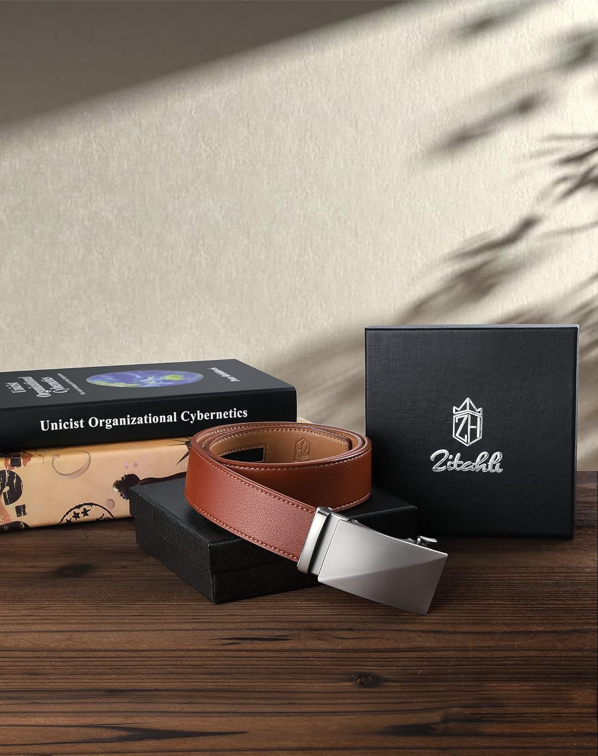 Zitahli Men's Belt,Ratchet Belt Dress with Premium Leather,Slide Belt with Easier Adjustable Automatic Buckle at  Men’s Clothing store