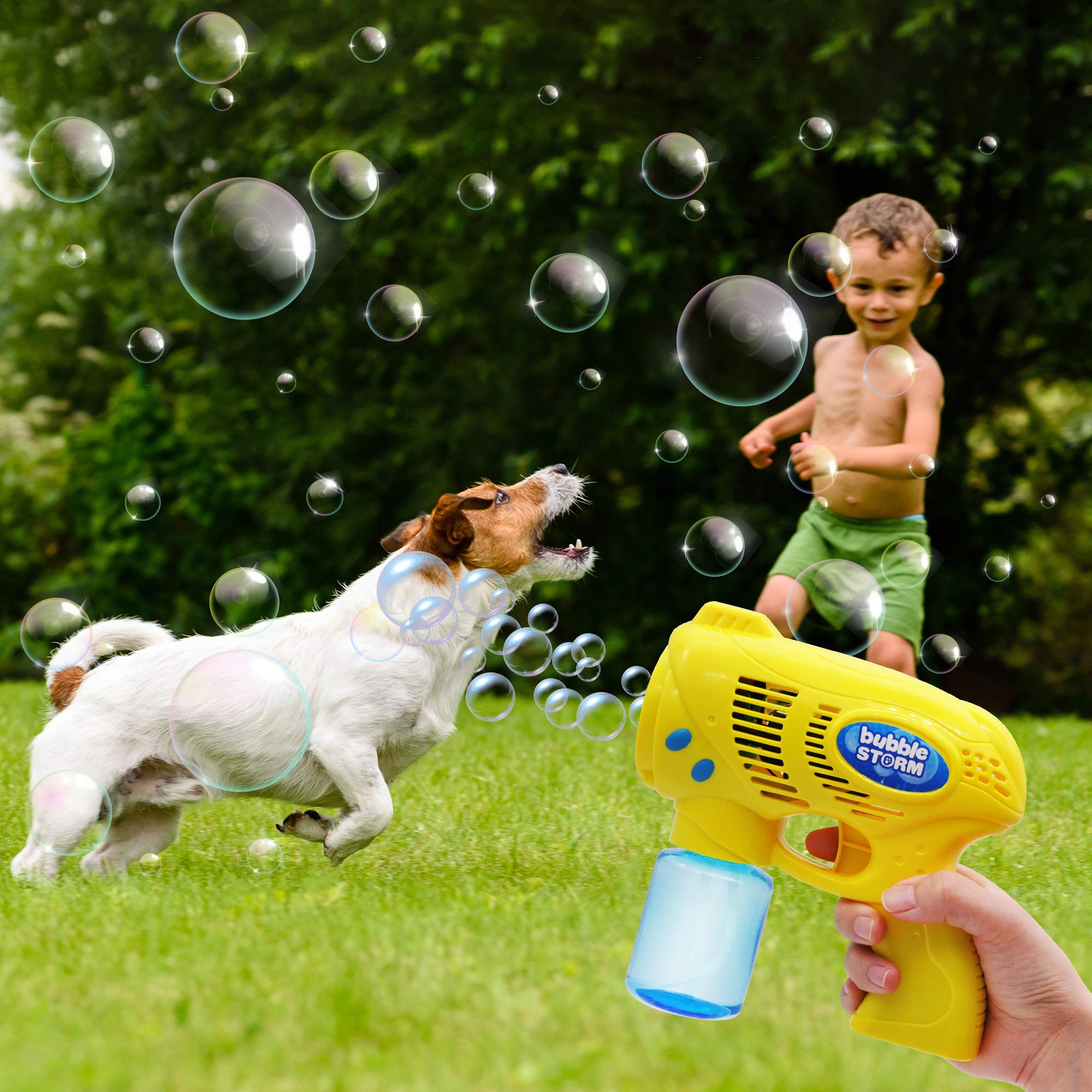 JOYIN 2 Bubble Guns with 2 Bubble Refill Solution (10 oz Total), Bubbles Maker, Blower, Machine