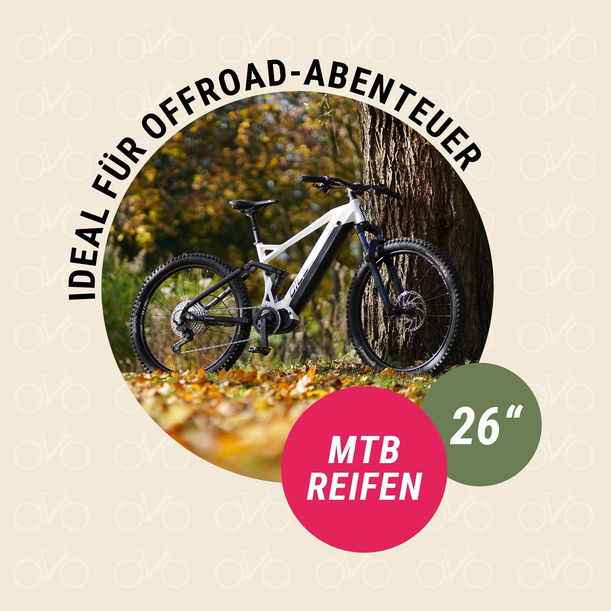 Prophete Fahrradreifen 26 x 1,90 (50-559) für Mountainbikes, vielseitiges ATB-Reifenprofil, schwarz – Perfekt für Straße und Gelände : Prophete Sport & Freizeit