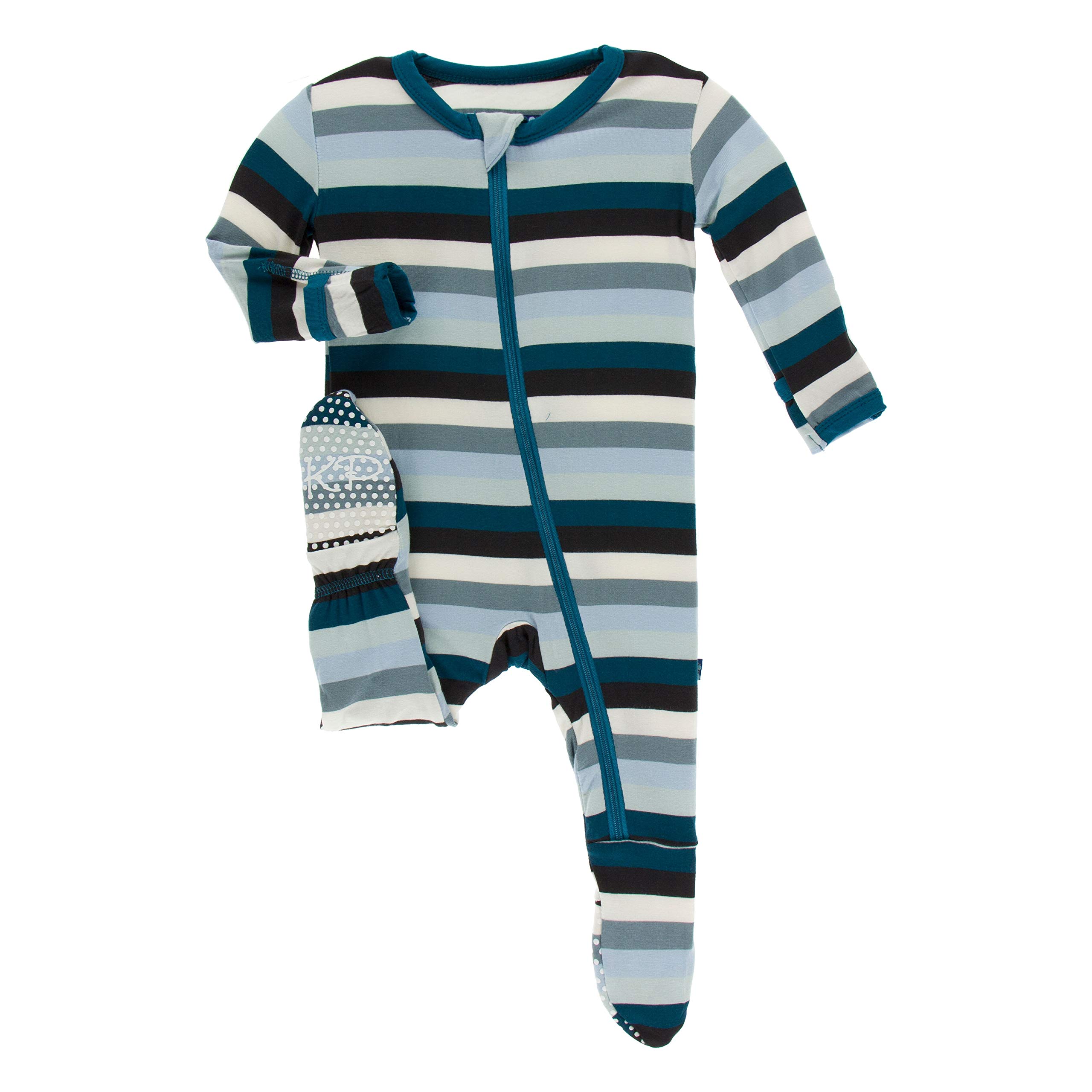 KicKee Pants Print Footie with Zipper, Fitting Long Sleeve Pajama Baby Bodysuit, Ultra Soft Everyday One Piece Loungewear