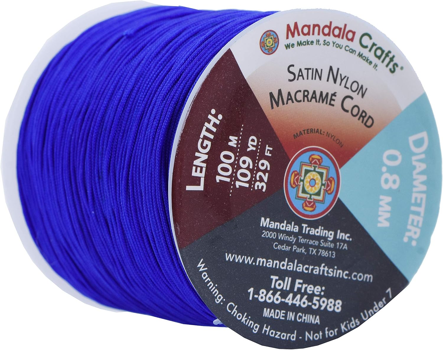 Mandala Crafts ナイロンサテンコード &ndash; 0.8mmナイロンコード ジュエリー作成ビーズ用 &ndash; 109ヤード 編組ナイ