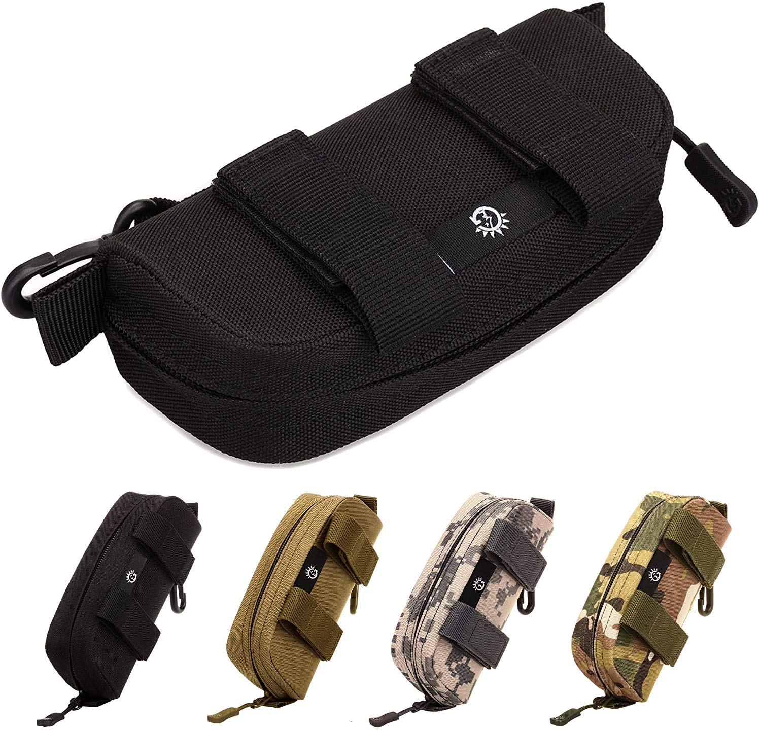 SYMALLHombre Funda de Gafas con Cremallera Estuche de Anteojos Nailon Táctico Militar Molle Duro con Clip Gafa de Sol Estuche Protector Blando