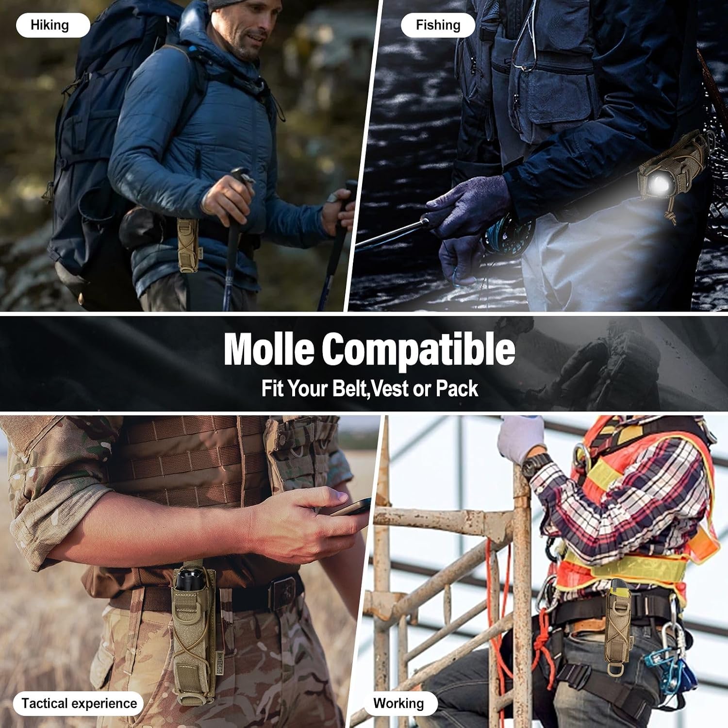 OneTigris Molle Pistol Holster, Universal Gun Holster Tactical Pistol Bags Right Hand Adjustable For Most Compact Medium Full Size Pistol