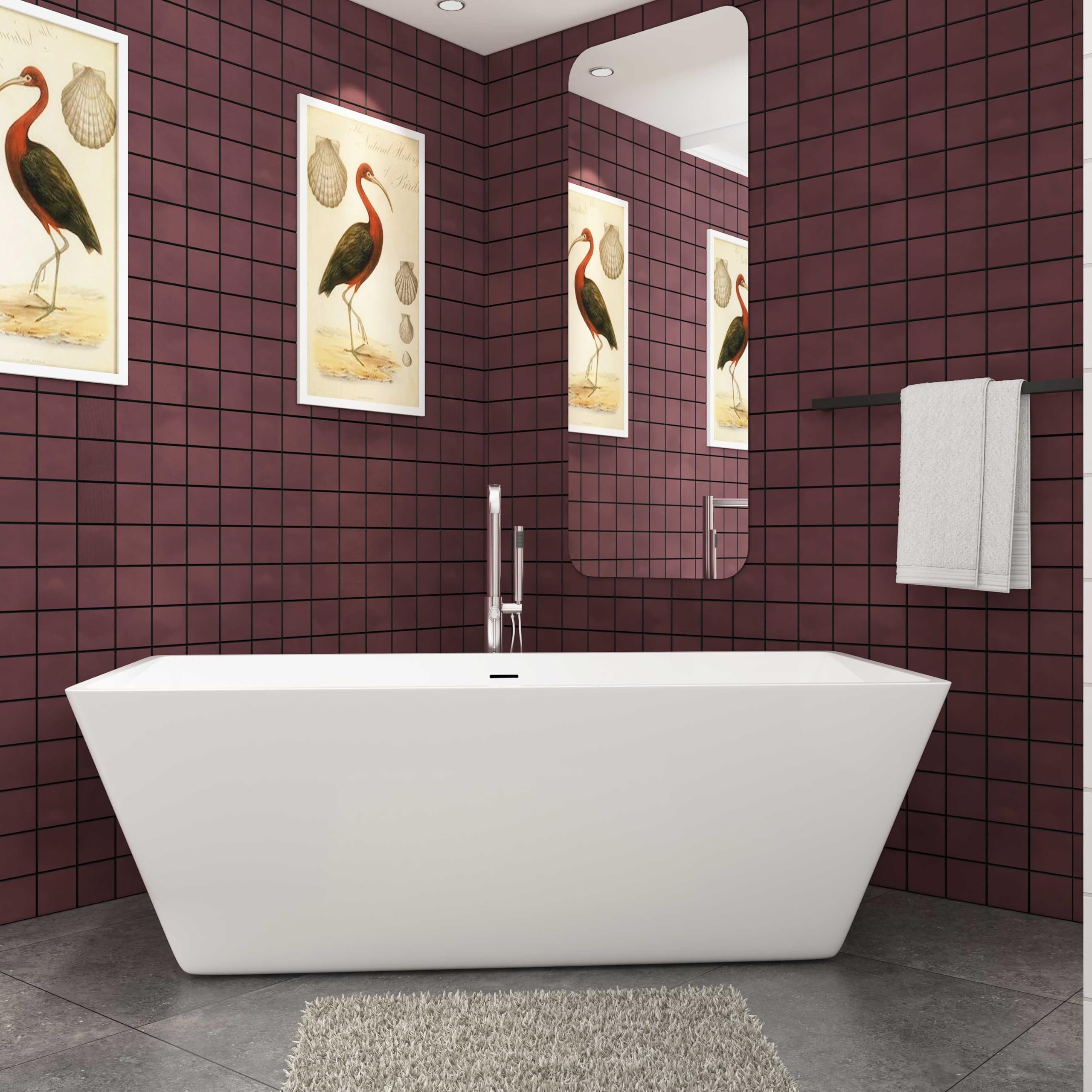 Sky Bathroom Gloss White Skybathroom White Acrylic Bathtub 1700X800mm Freestanding Double Ended Modern Shower Bathroom