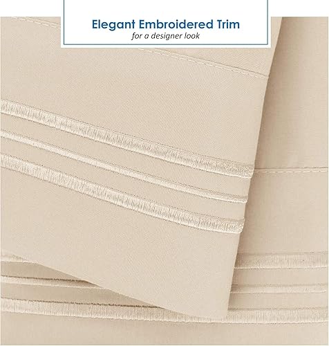 Juego de sábanas - Mantente en forma en el colchón con correas elásticas en las esquinas - California King, beige crema