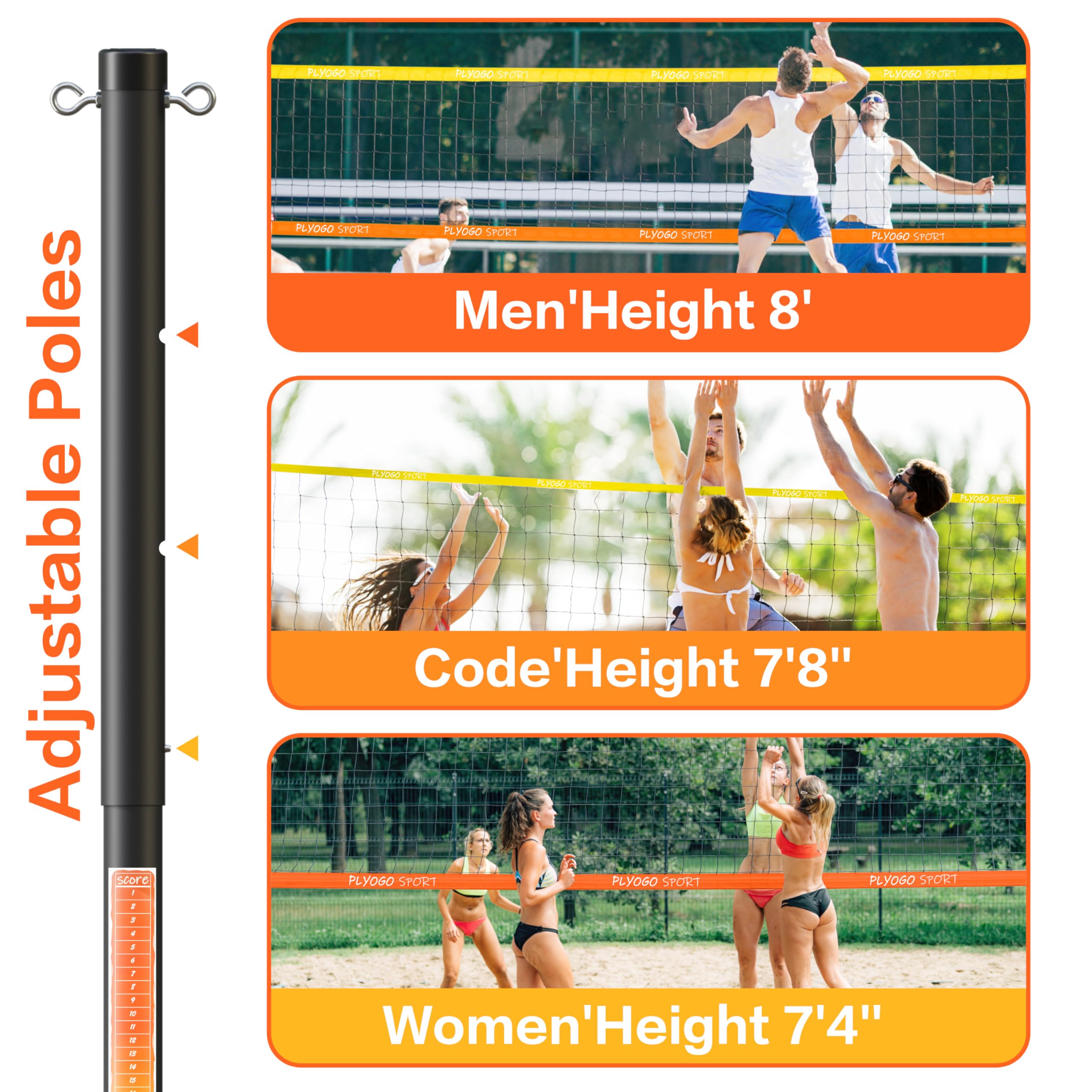PLYOGO Filet de rebond pour volley-ball, 1,2 x 2,1 m, filet d'entraînement avec 5 angles de rebond réglables, équipement d'entraînement facile à installer pour améliorer les compétences de piquage