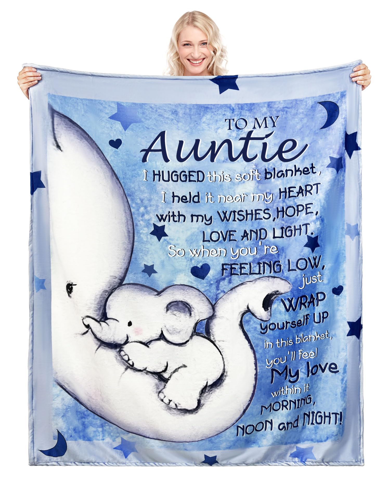 Juzgtsit My Auntie Auntie Gift From Niece Nephew Elephant Cartoon Bed Throw Blankets 50X60 Inches For Auntie Aunt Aunty Birthday Gift Blanket Gift For Auntie(My Auntie)
