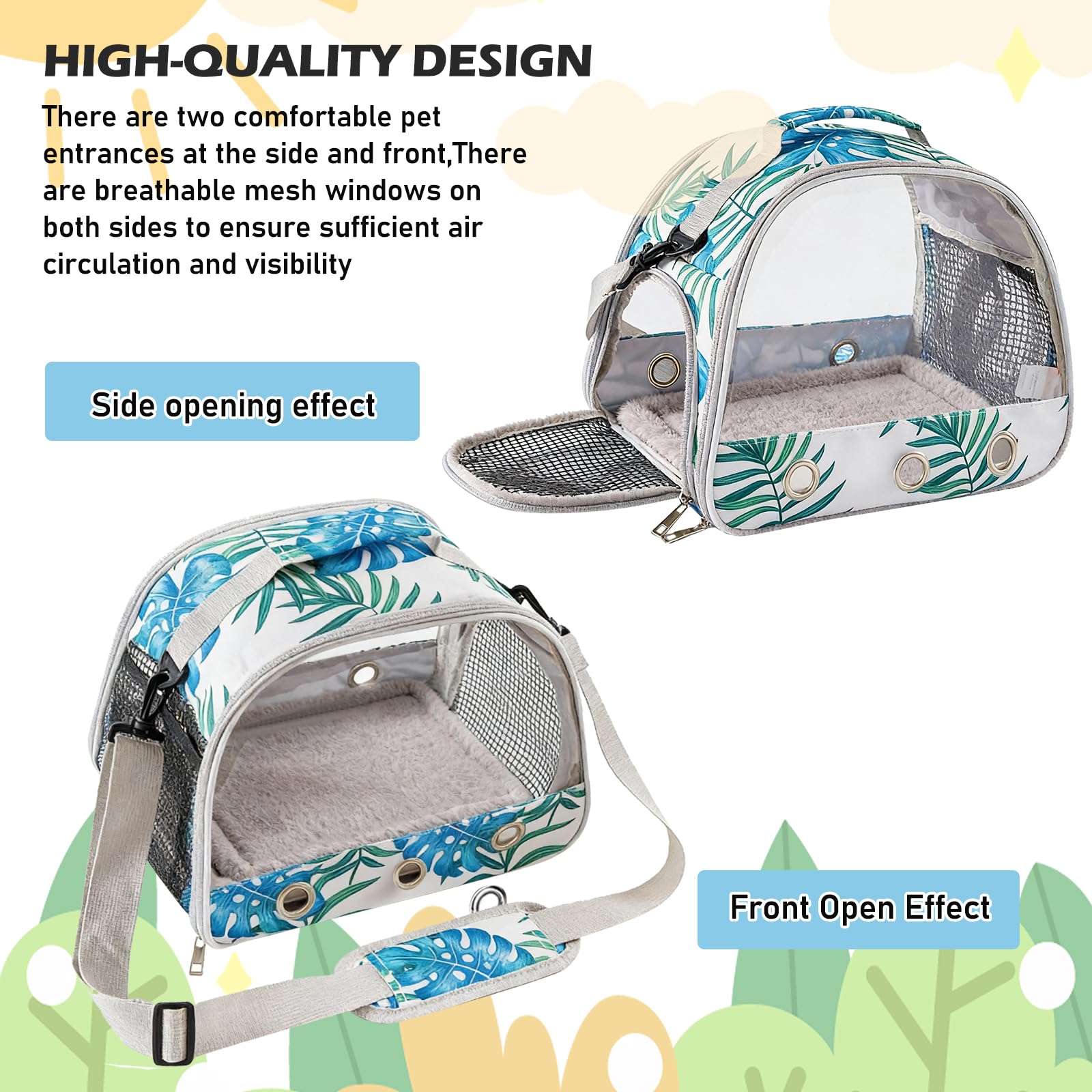 Petit sac de transport pour animal de compagnie avec coussin, sac de transport pour petit animal, boîte de transport pour chat avec ouverture latérale, sac de transport pour cochon d'Inde, boîte de