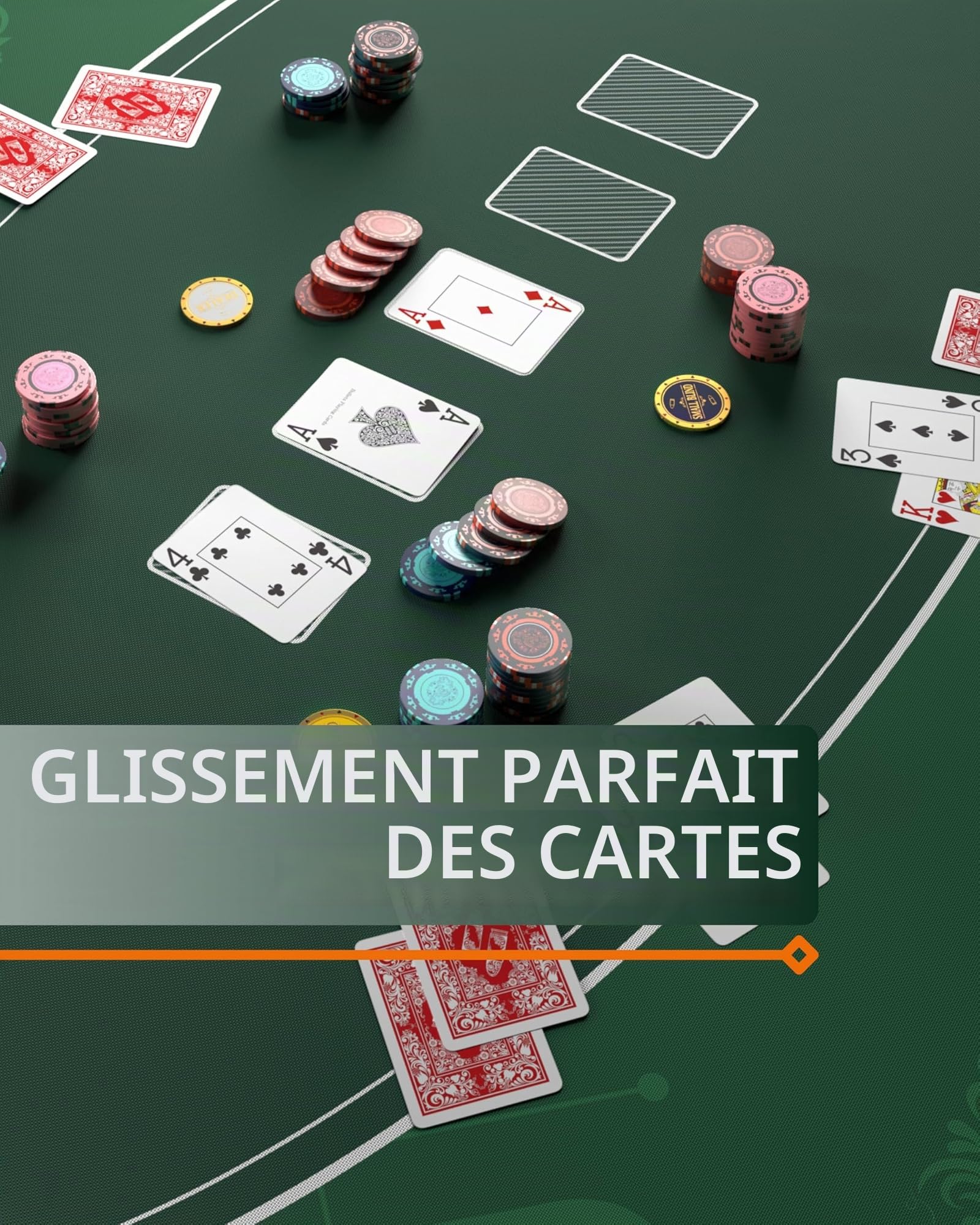 Bullets Playing Cards | Tapis de Poker Vert Casino Design 200x100cm | Surface Lisse Antidérapante, Qualité Casino, Lavable & Hydrofuge