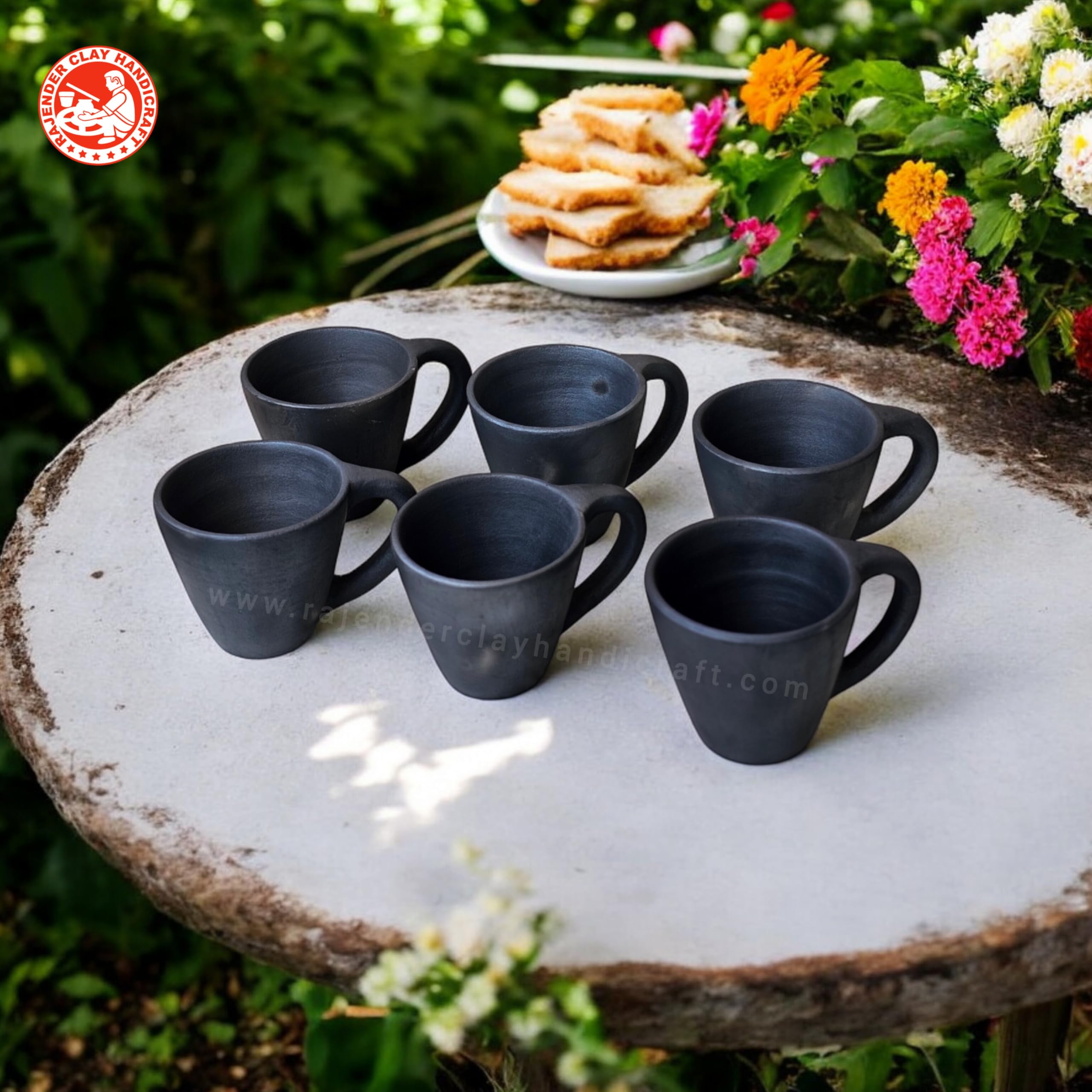Buy RAJENDER CLAY HANDICRAFT Black Mitti Clay Cup Set of 6 – 200ml