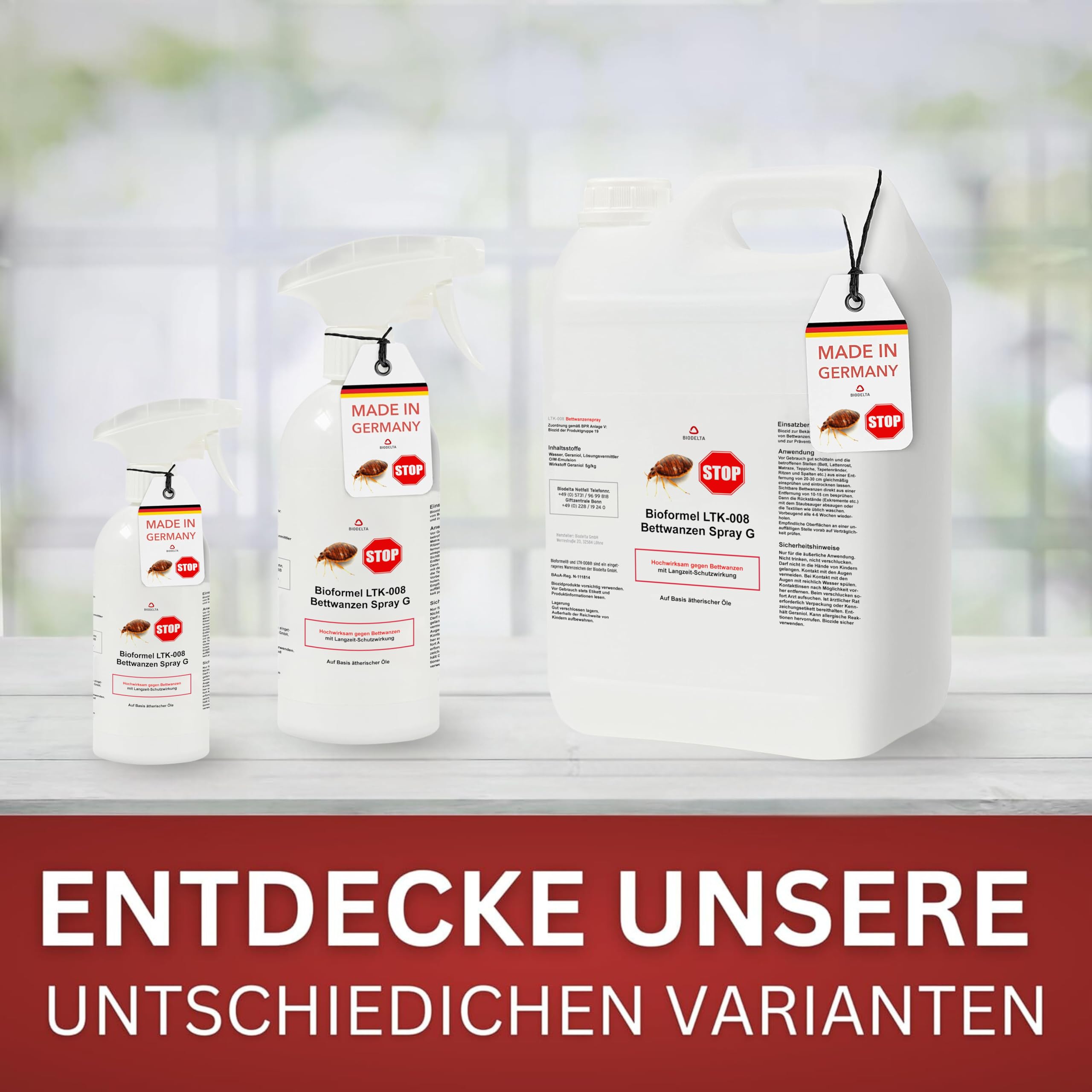 BIODELTA LTK-008 Bettwanzen Bundle 2 x 500ml + 1x 5L - Anti Bettwanzen Mittel mit Langzeitwirkung - hochwirksames Mittel gegen Bettwanzen - vorbeugend & bei akutem Befall - auf Wasserbasis
