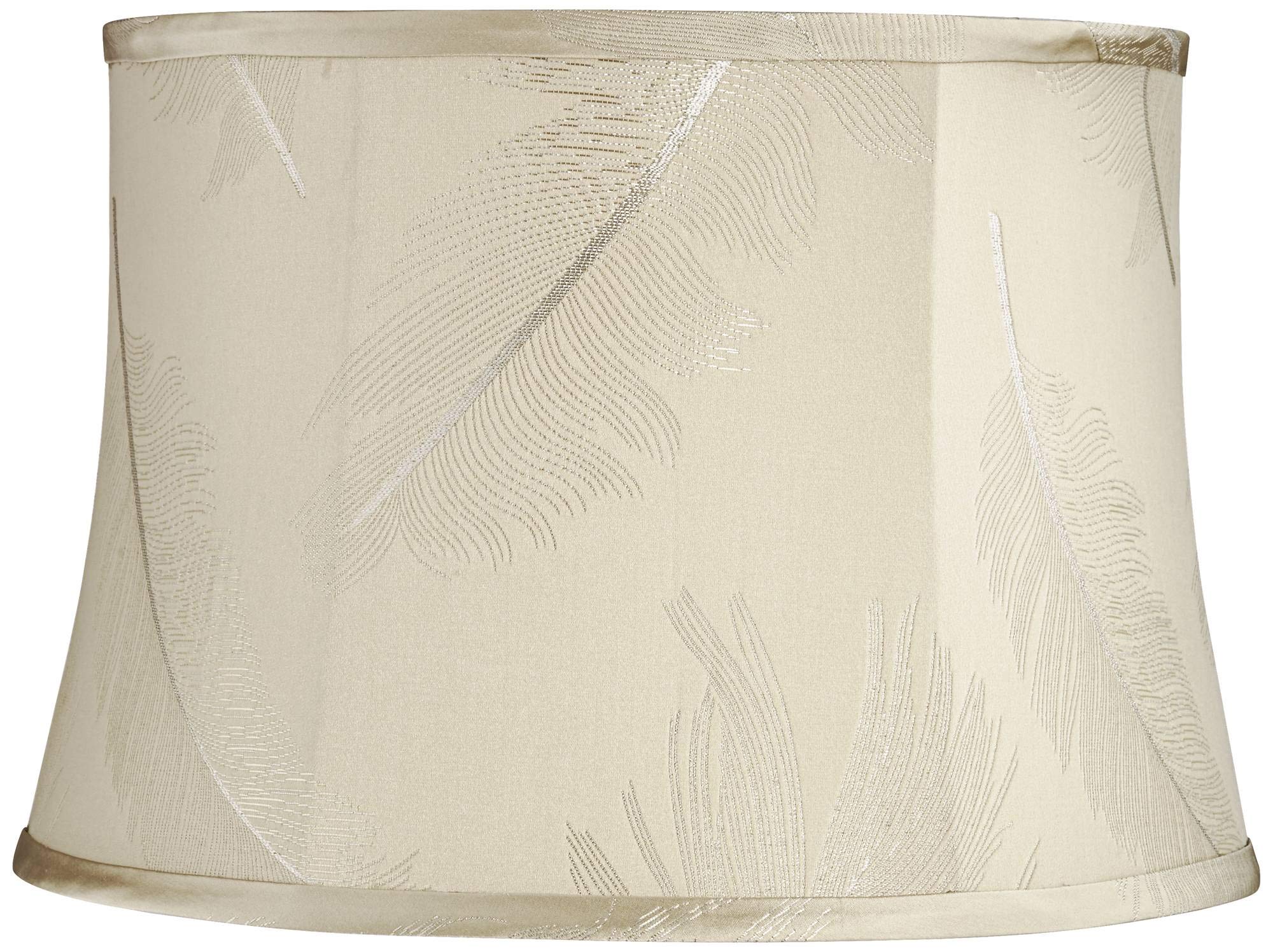 Buy Cream Embroidered Feather Medium Drum Lamp Shade 14" Top x 16