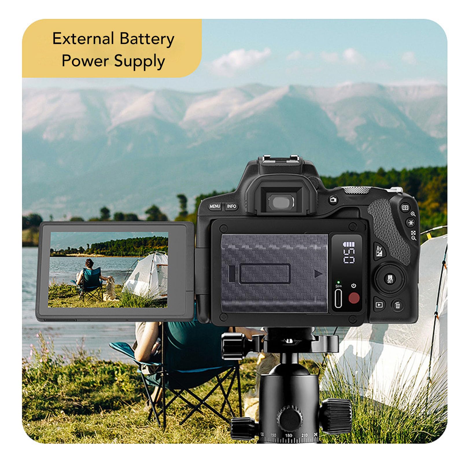 Topiky Ventola di Raffreddamento della Fotocamera per RP A7M4 A7C ZVE10 FX30 R5, di Ventola di Raffreddamento Esterna a 5 velocità con Batteria da 350 MAh e Ricarica di Tipo C