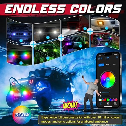 Miniatura 3 de OFFROADTOWN - Luces LED de montaje empotrado, luces LED RGBW de 5 pulgadas, 60 W, luces LED de conducción RGBW, barra de luz LED súper brillantes,