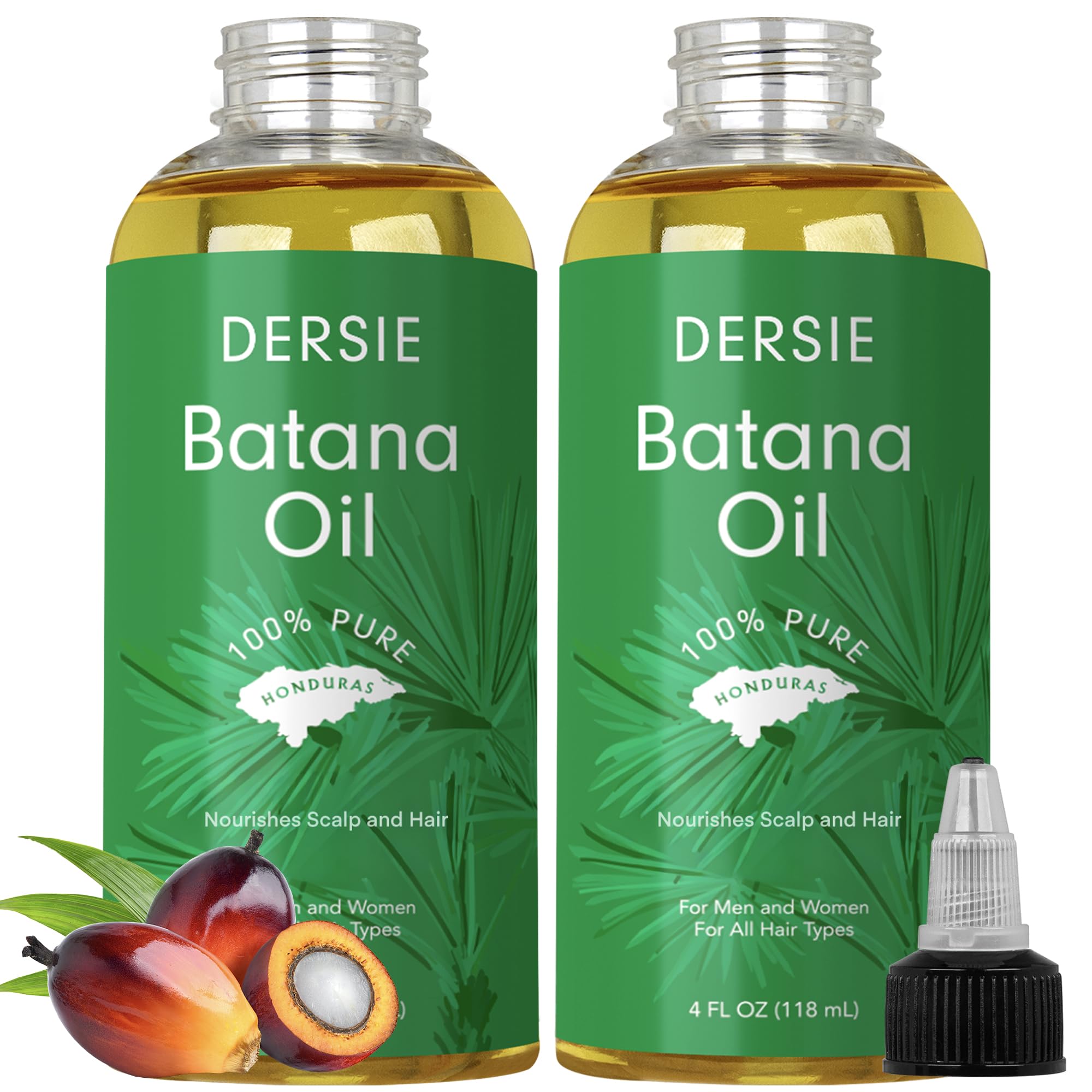Dersie (Pack of 2) Batana Oil: Organic Batana Oil from Honduras - 100% Pure & Natural - 4 fl oz Per Bottle