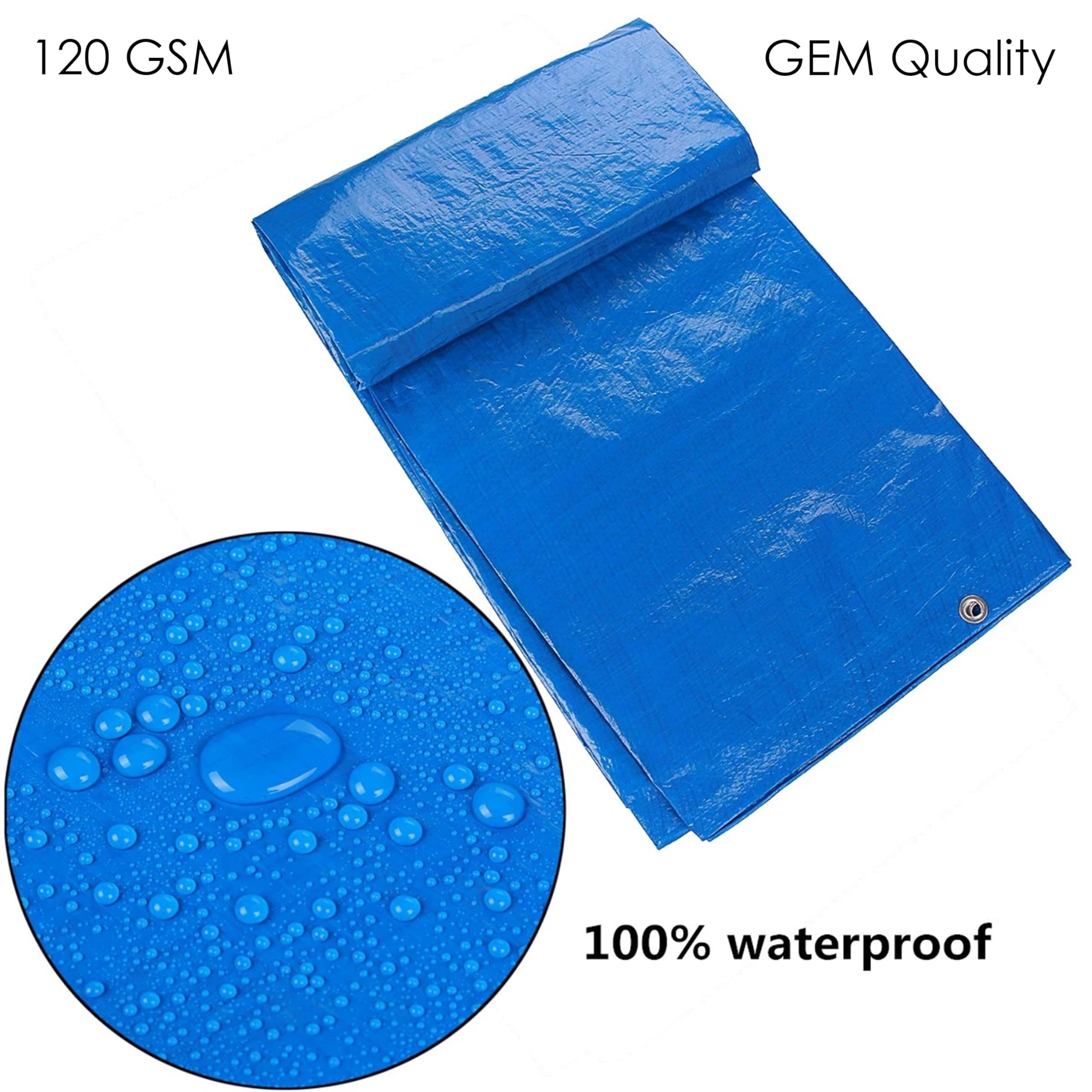 TARPEX Waterproof Tarpaulin Sheet Tripal, UV Resistant, HDPE UV Treated Sun, Roof, Rain Protection Polyethylene Multipurpose Cover (15 feet X 12 feet, Blue) (120 GSM-Thickness Quality GEM) — Amazon image 5