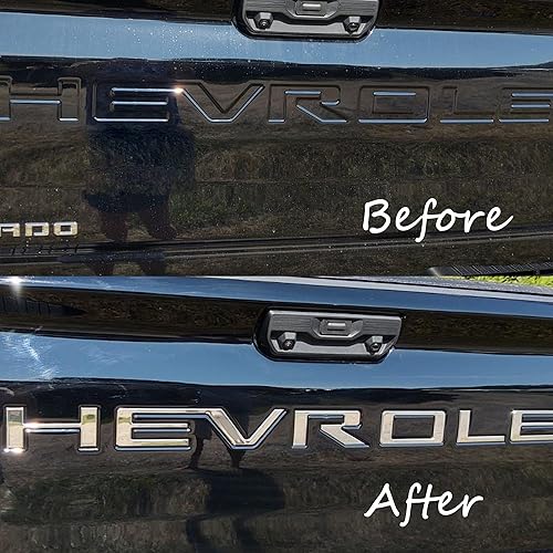 Miniatura 7 de Letras de inserción para portón trasero compatibles con Chevy Silverado 2019, 2020, 2021, 2022, 2023, emblemas 3D con adhesivo fuerte 3-M negro mate