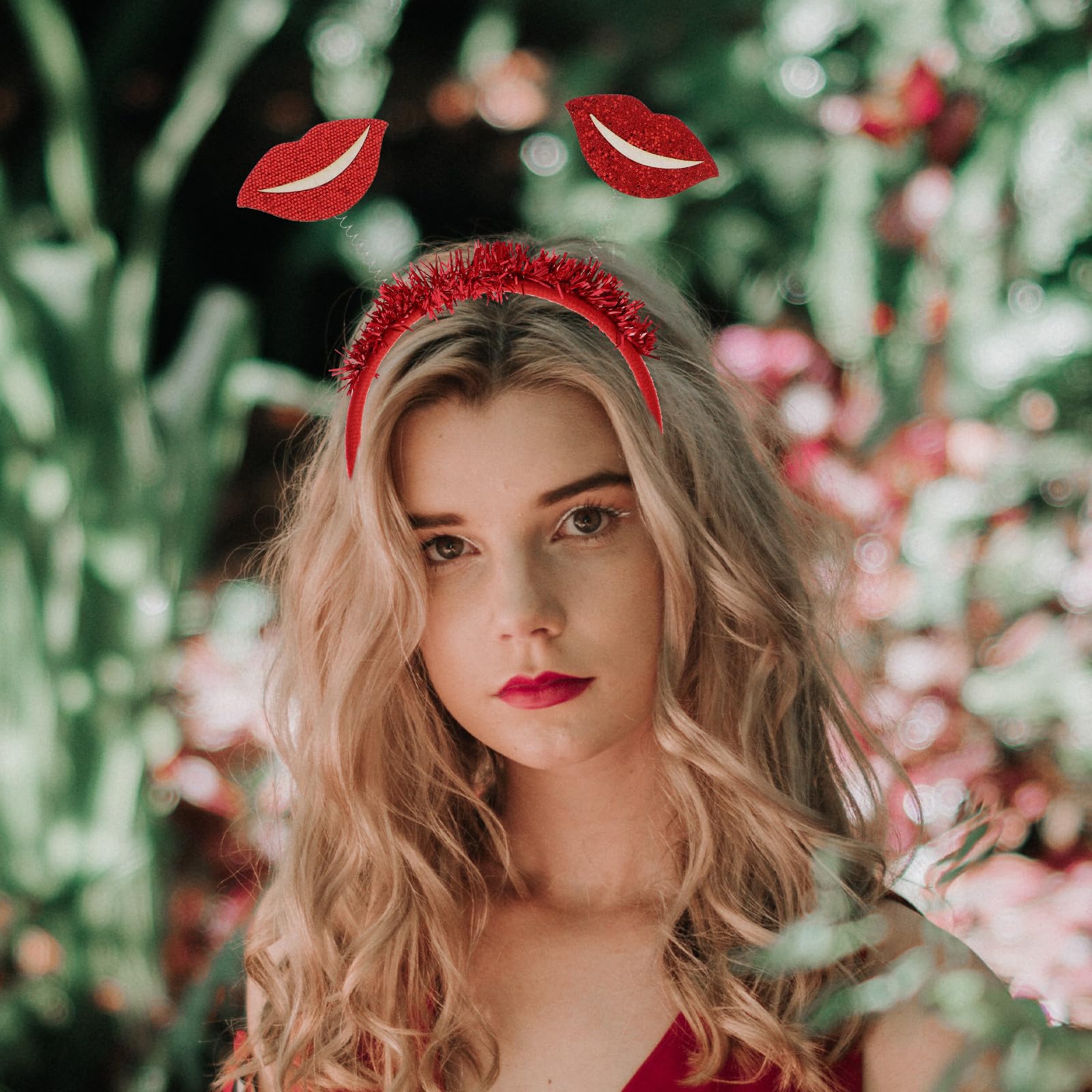 Hemobllo Serre-tête Lèvres Rouges Cupidon, Accessoire Cheveux Saint-valentin, Déguisement Saint-valentin Femme, Soirée Romantique Mariage