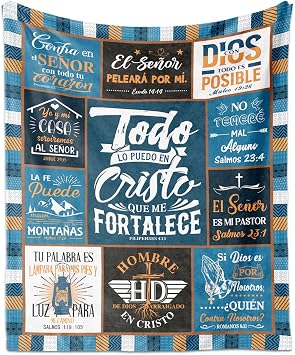 Mexican American Spanish Christian Gifts for Men Blanket 60"X50",Regalos Cristianos para Hombre en Espanol, Religious Inspirational Gifts for Men, Regalo de Cumpleanos para Hombre