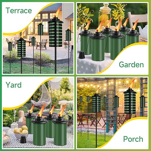 Vista 4 de Paquete de 6 antorchas de jardín para el hogar, 16 onzas, para decoración de jardín, antorchas de citronela mejoradas de 59 pulgadas con estaca