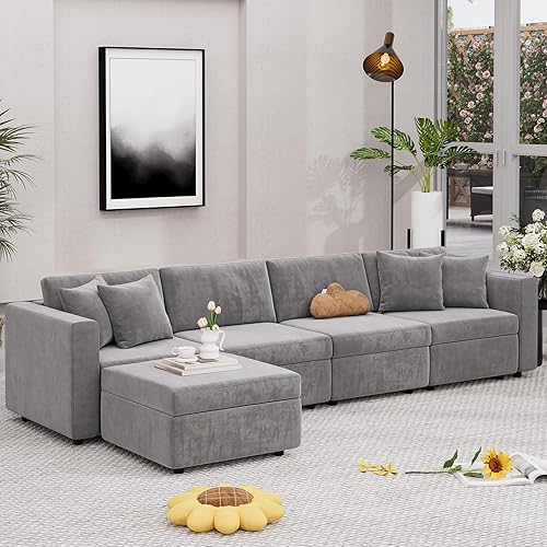 Miniatura 3 de Sofá modular Cloud con almacenamiento de asientos, cómodo sofá de tela de terciopelo para sala de estar, oficina, asiento profundo, reposabrazos