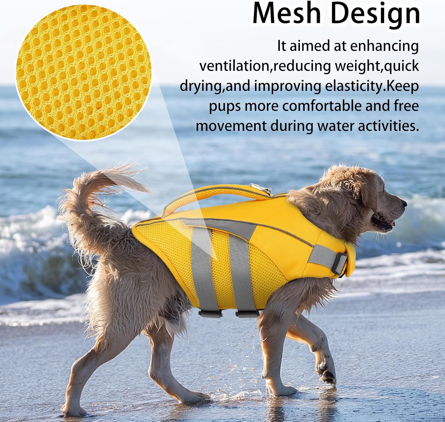 MIGOHI Dog Life Jacket,Reflective Dog Life Vest for Swimming Boating,Ripstop Dog Swimsuit with Rescue Handle,Adjustable Pool Float for Small Medium Large Dogs,Pet Safe Lifesaver with Superior Buoyancy
