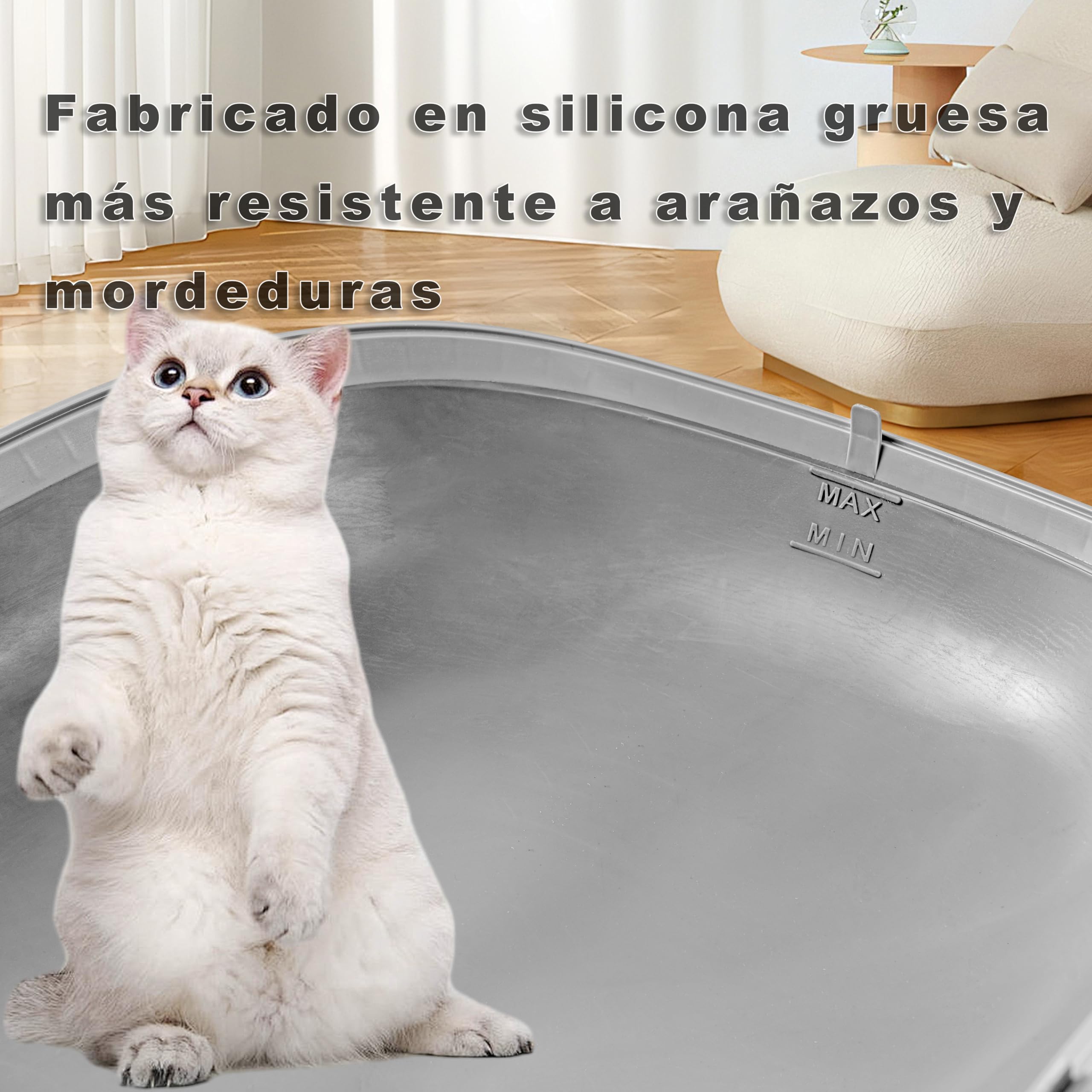 Bandeja de Silicona Impermeable para Arenero Automático, Base Antifugas para Caja de Arena para Gatos, Fácil de Limpiar, Protector de Suelo