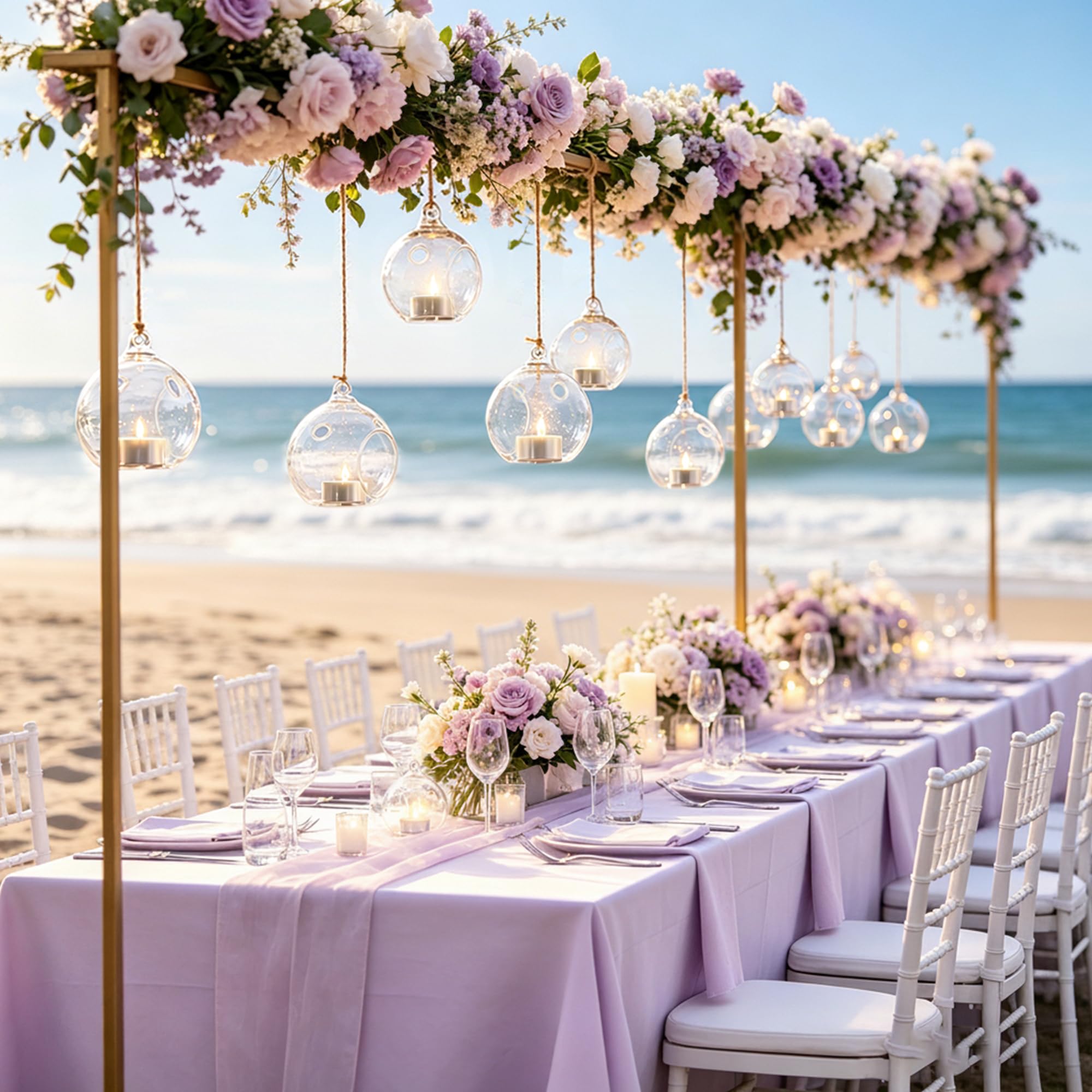 Sziqiqi 24 Piezas 80cm Appendere portacandele in Vetro globi terrario Wedding portacandele candeliere, Vetro, Transparen