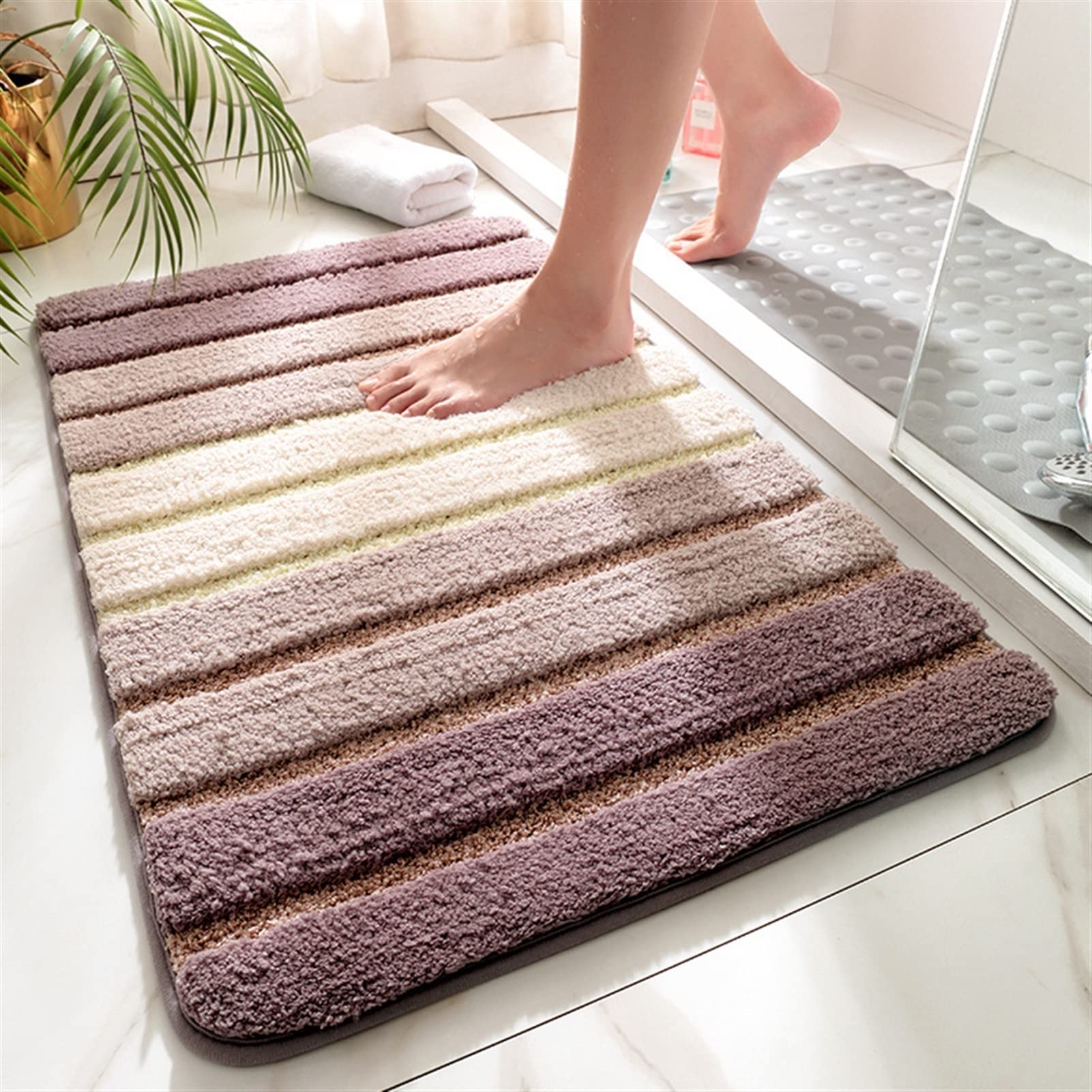 Badkamer Tapijt Mat Antislip Water Absorberend Douche Tapijt Extra Zachte Pluche Tapijt Matten voor Tub, Douche en Badkamer, Machine Wasbaar (Kleur: D, Maat: 50x80cm