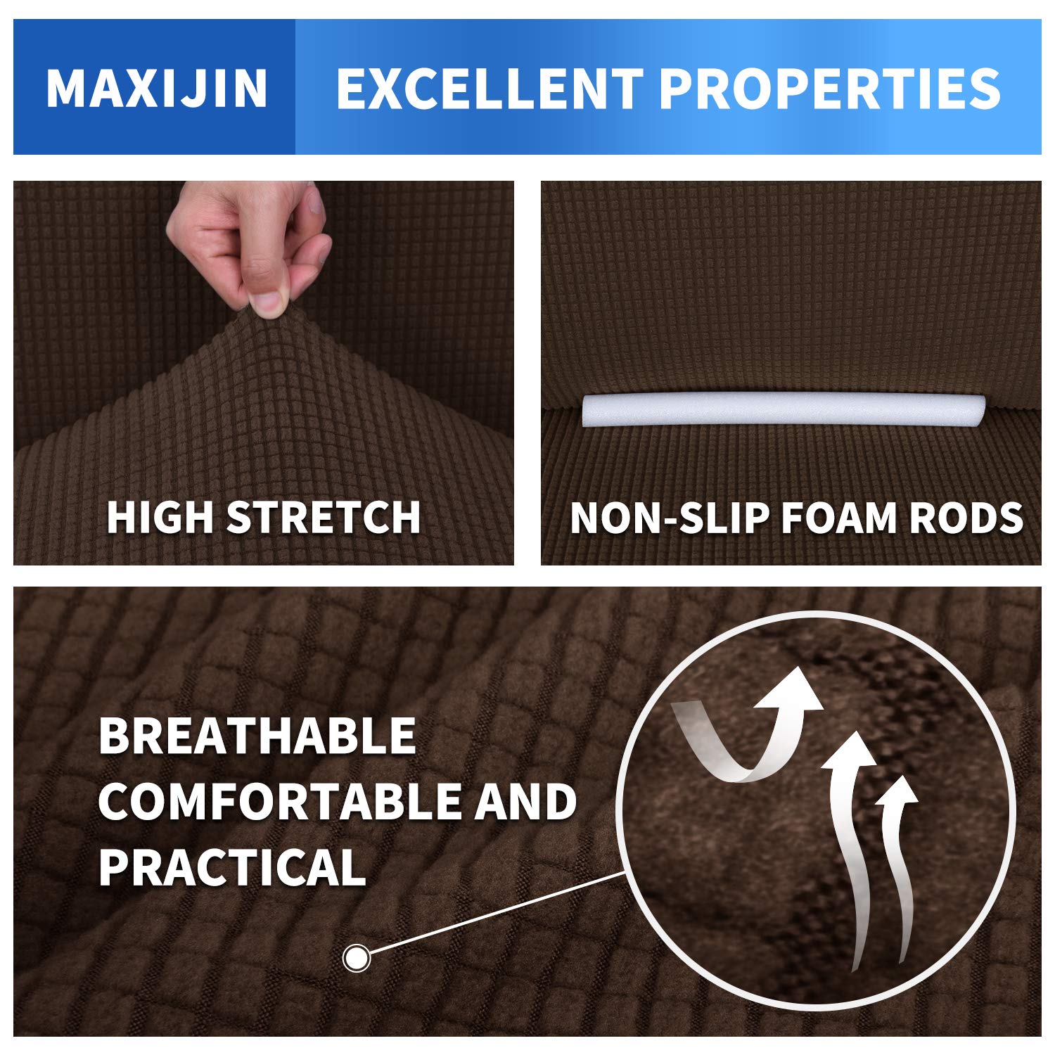 MAXIJIN Fodera per divano super elasticizzata per 3 posti, 1 pezzo Fodera per divano jacquard Protezione per mobili Cani Pet Friendly Fodera per divano aderente (3 posto, Caffè)
