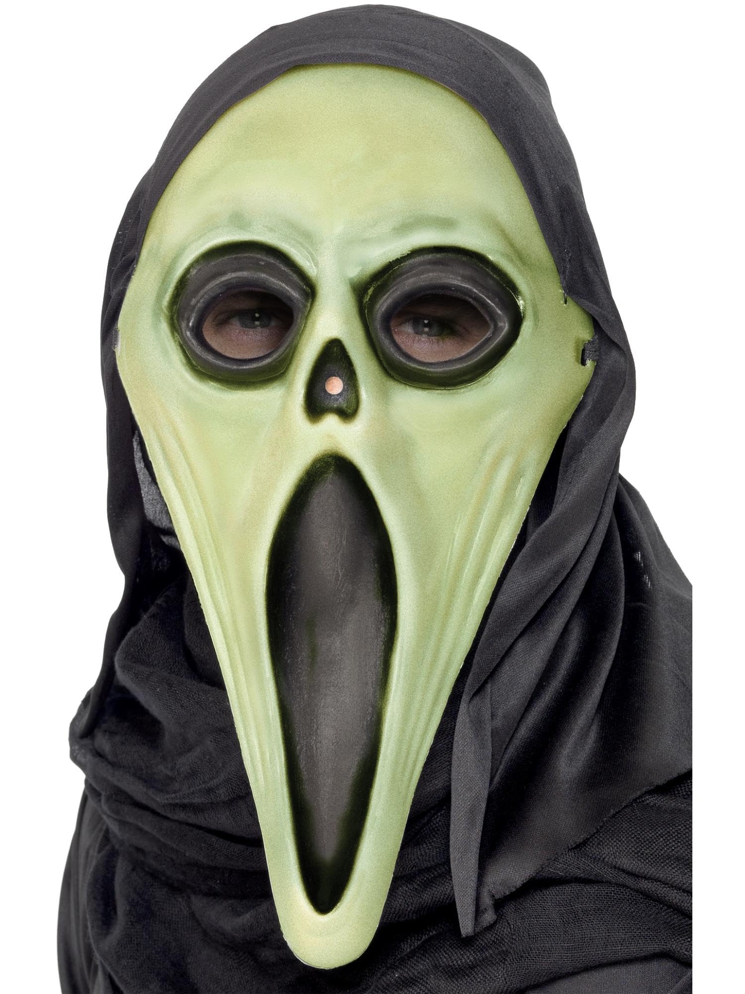 Smiffys Screamer Mask with Hood, Gid, Plastic and Card