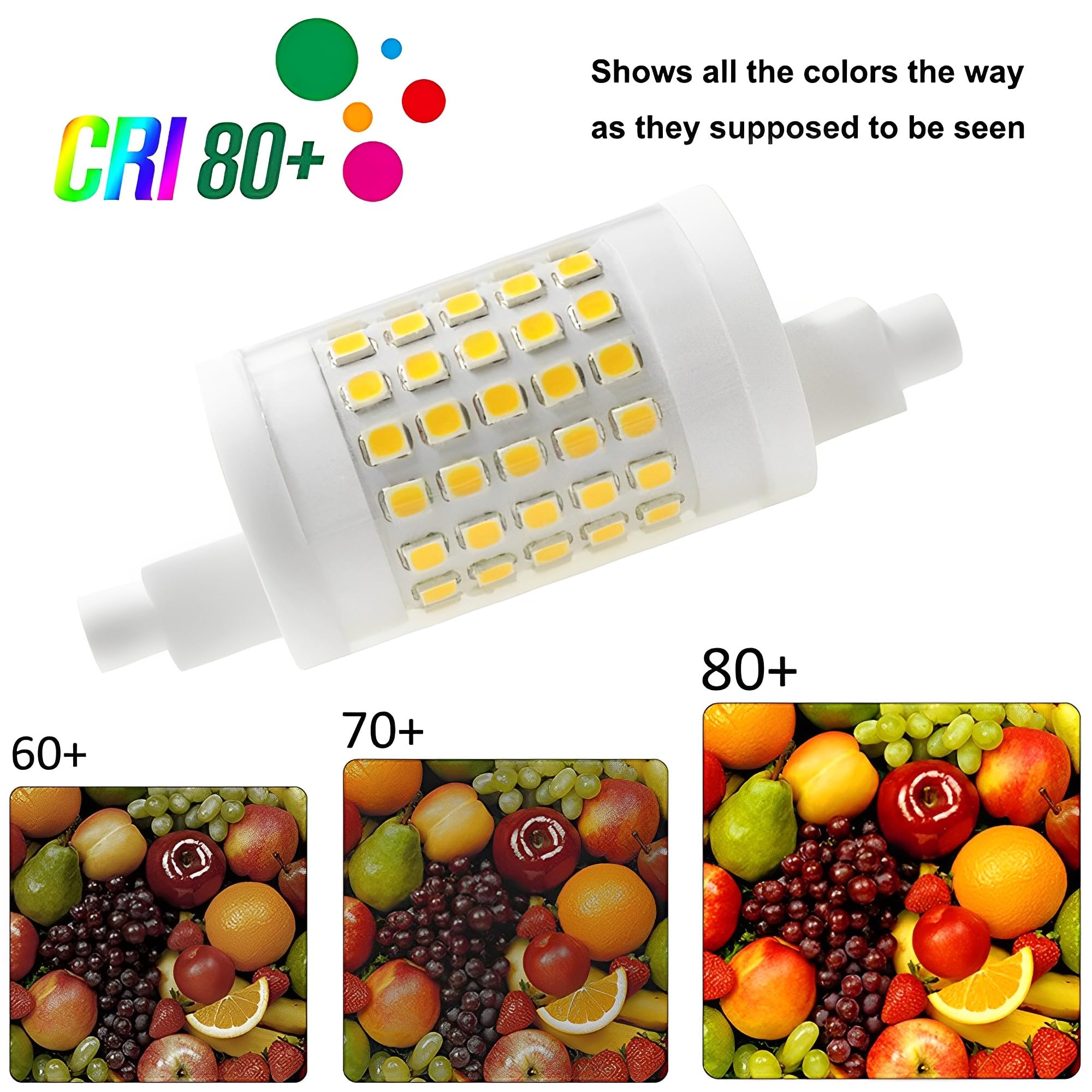 10W 1000LM R7S 78MM Bombillas LED de cerámica AC 85-265V R7S Base 100W Bombilla halógena de tungsteno Bombillas de Repuesto para iluminación de Taller Lámparas de pie (Paquete de 10)