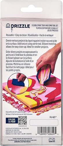Miniatura 5 de FolkArt Drizzle - Juego de bandeja flexible y peine, herramientas de silicona duraderas perfectas para proyectos de arte y manualidades, 50829,