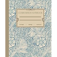 Composition Notebook Blue Vintage Botanical Illustration | Cute Aesthetic Journal For College, Students, School, Work, Office | Wide Lined