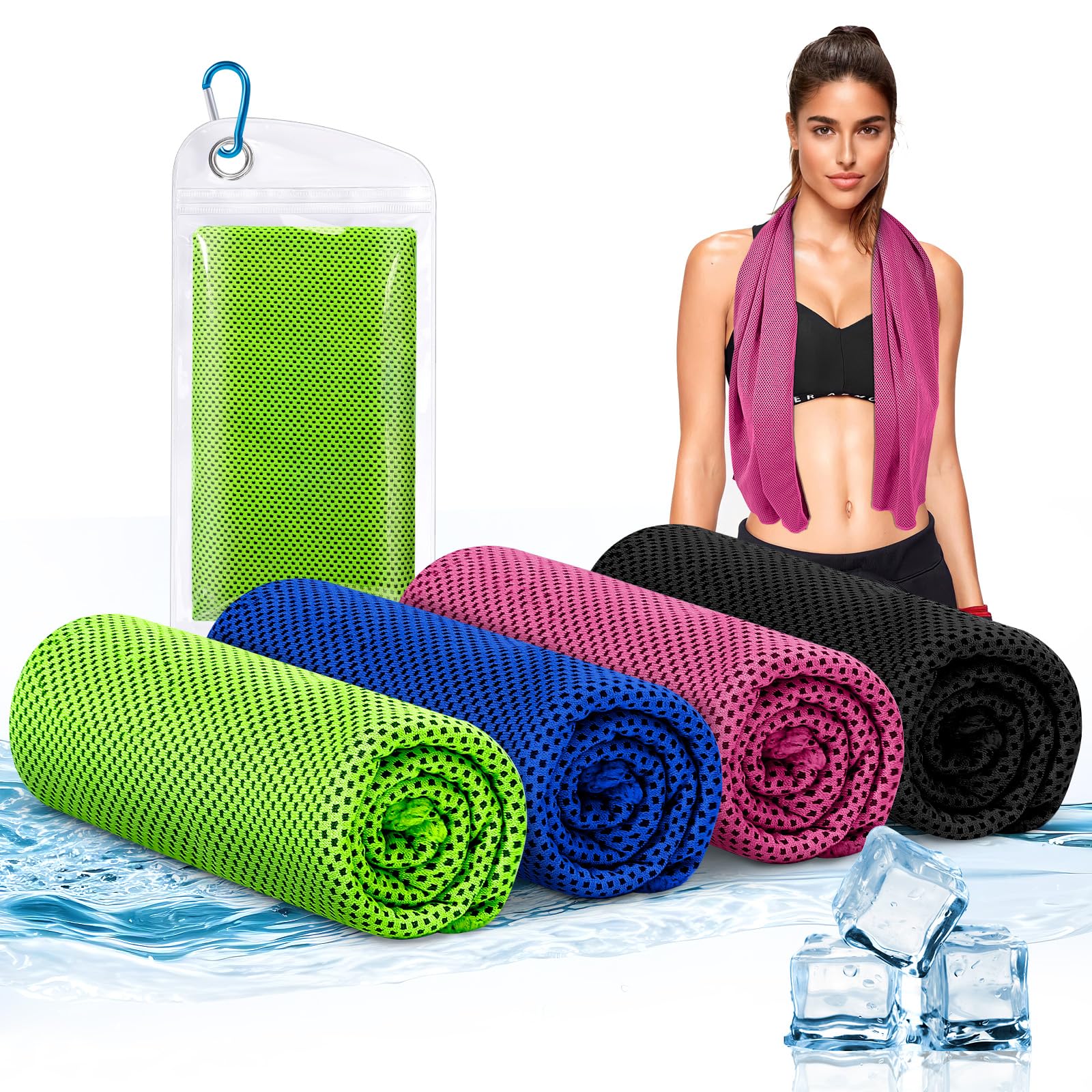 4 Pack Cooling Towels for Neck: Cool Towel Workout Sweat Towel for Sports Gym, Blue (40"x12")