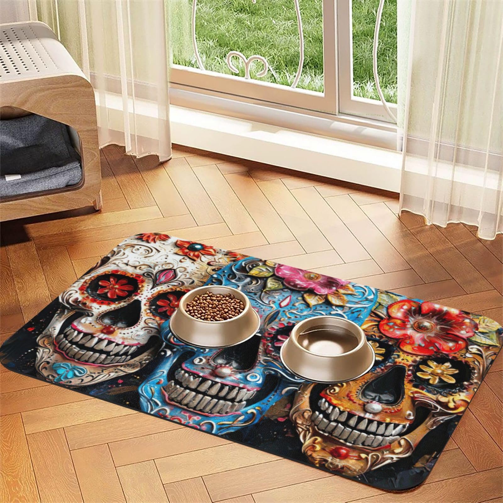 Tapis de litière et alimentation chiens et chats imperméable en cuir PU et caoutchouc