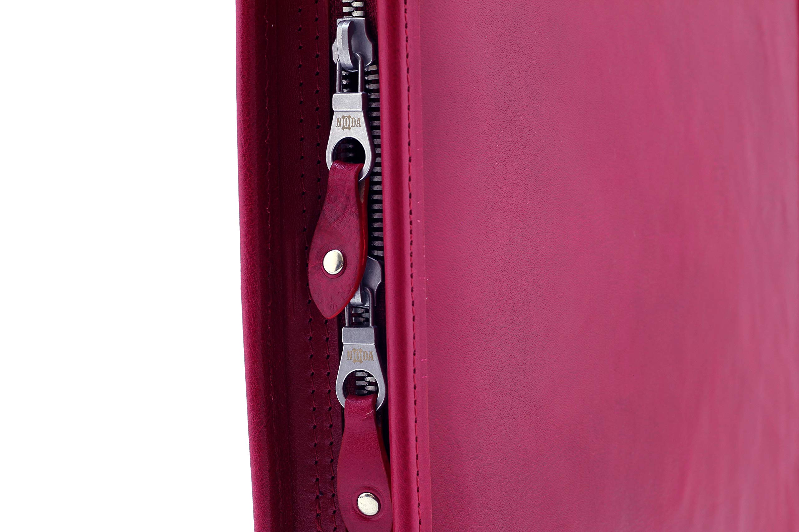 Con cerniera e portafoglio, in pelle italiana, portadocumenti, formato A4, in pelle Folio con manico Rosso
