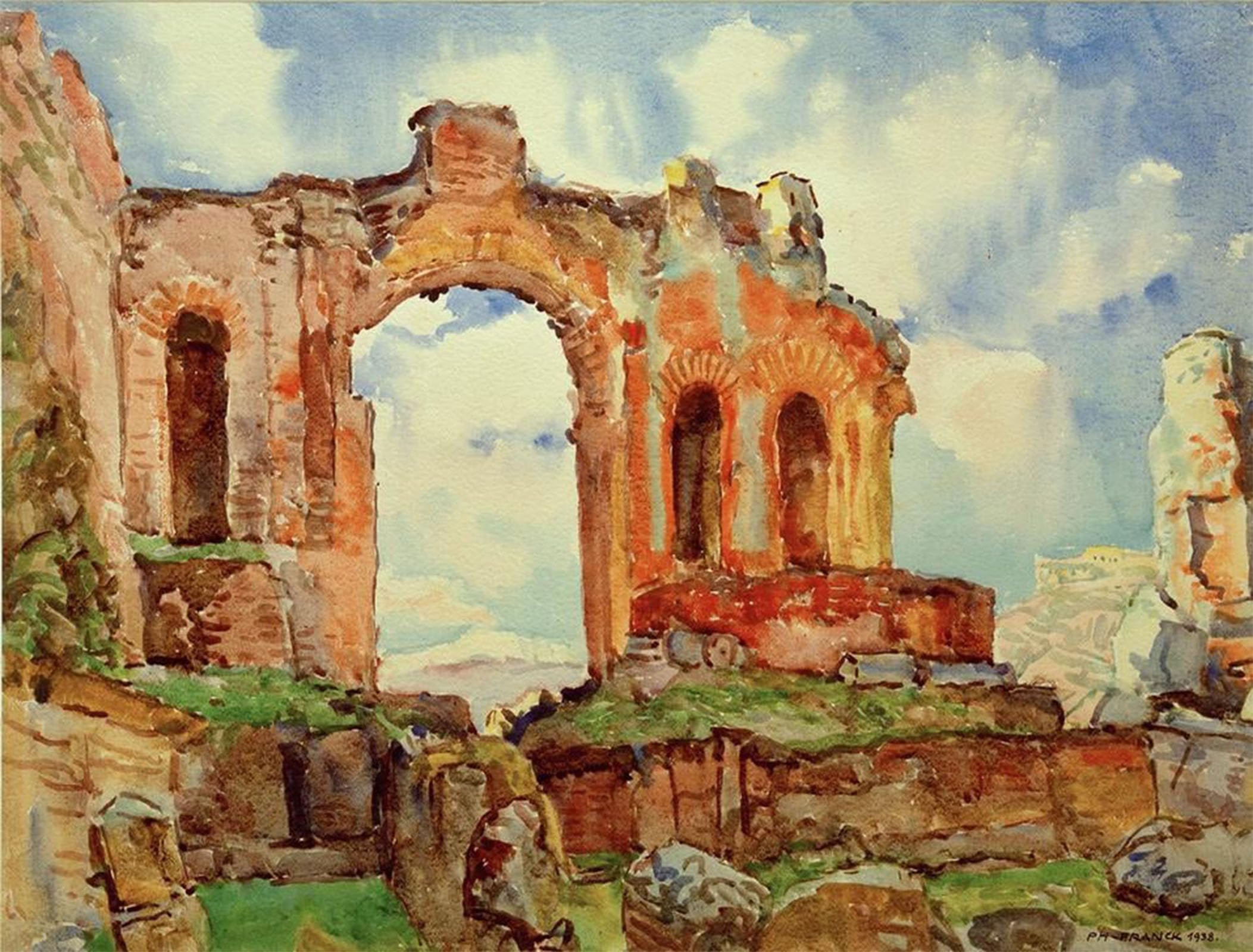 POSTERIIk Vintage Print Pop Art Landscape Artwork Taormina by Franck Art Prints for Office Home Decor 60x90cm