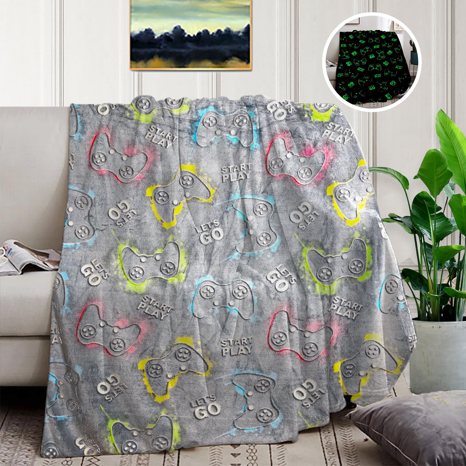 Coperta luminosa al buio, regalo per ragazze, coperta luminosa per bambini e adulti, coperta in flanella morbida e accogliente per bambini, decorazione di compleanno per camera da letto